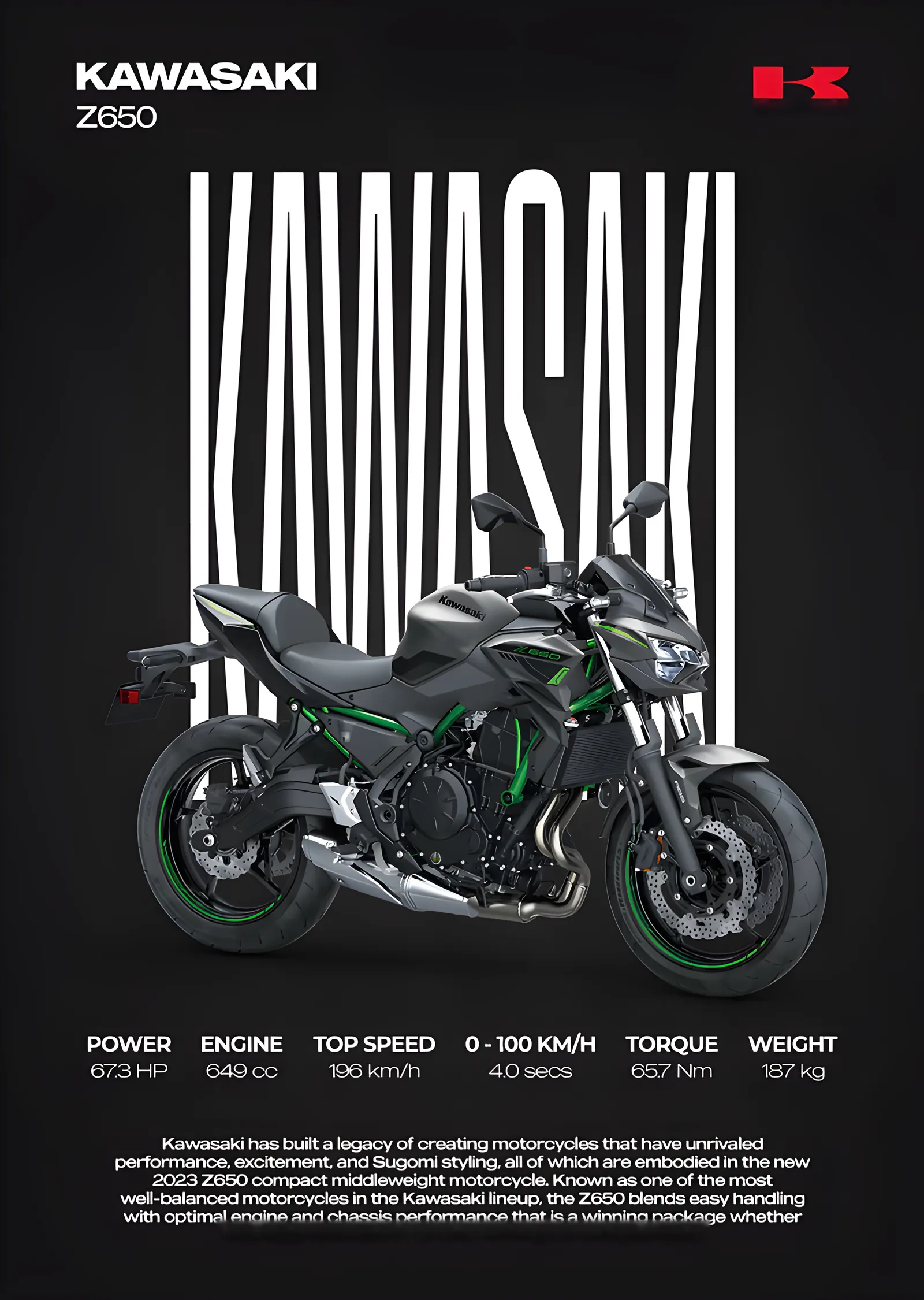 Kawasaki Z650 metal tablo
