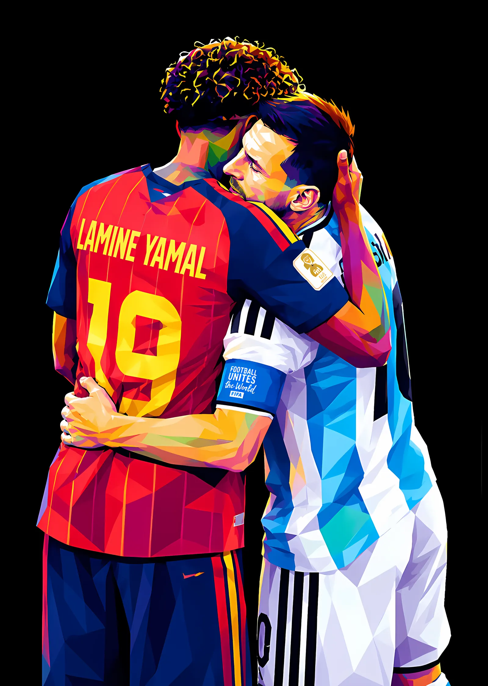 Lamine Yamal ve Lionel Messi metal tablo