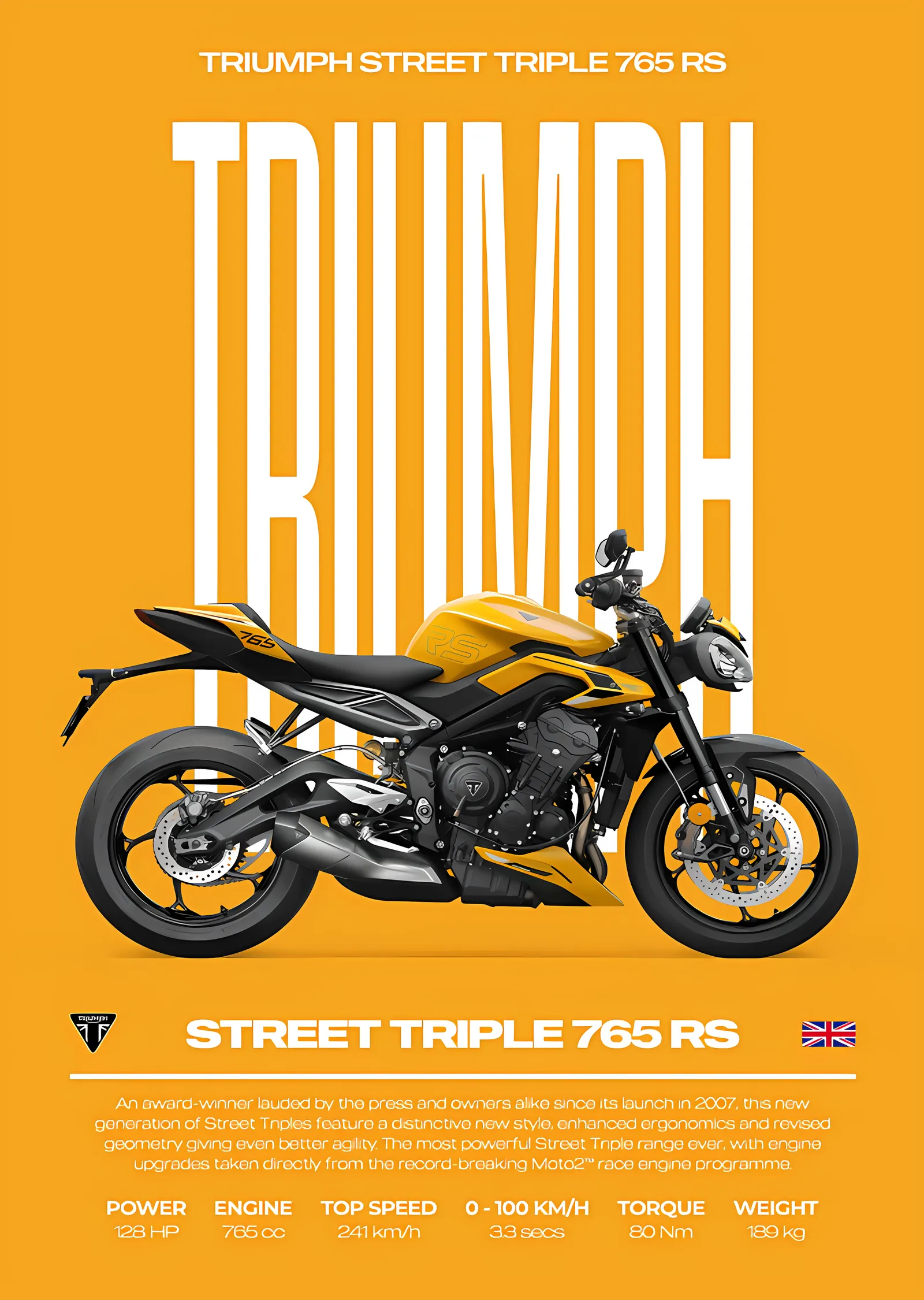 Triumph Street Triple 765 RS metal tablo