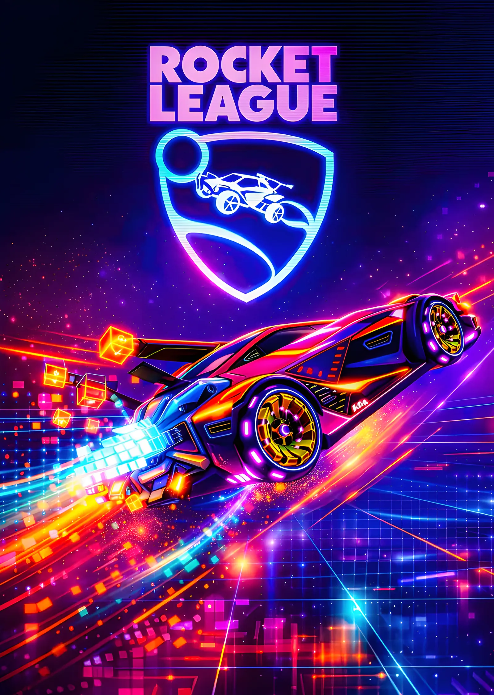 Rocket League: Neon Sürüş metal tablo