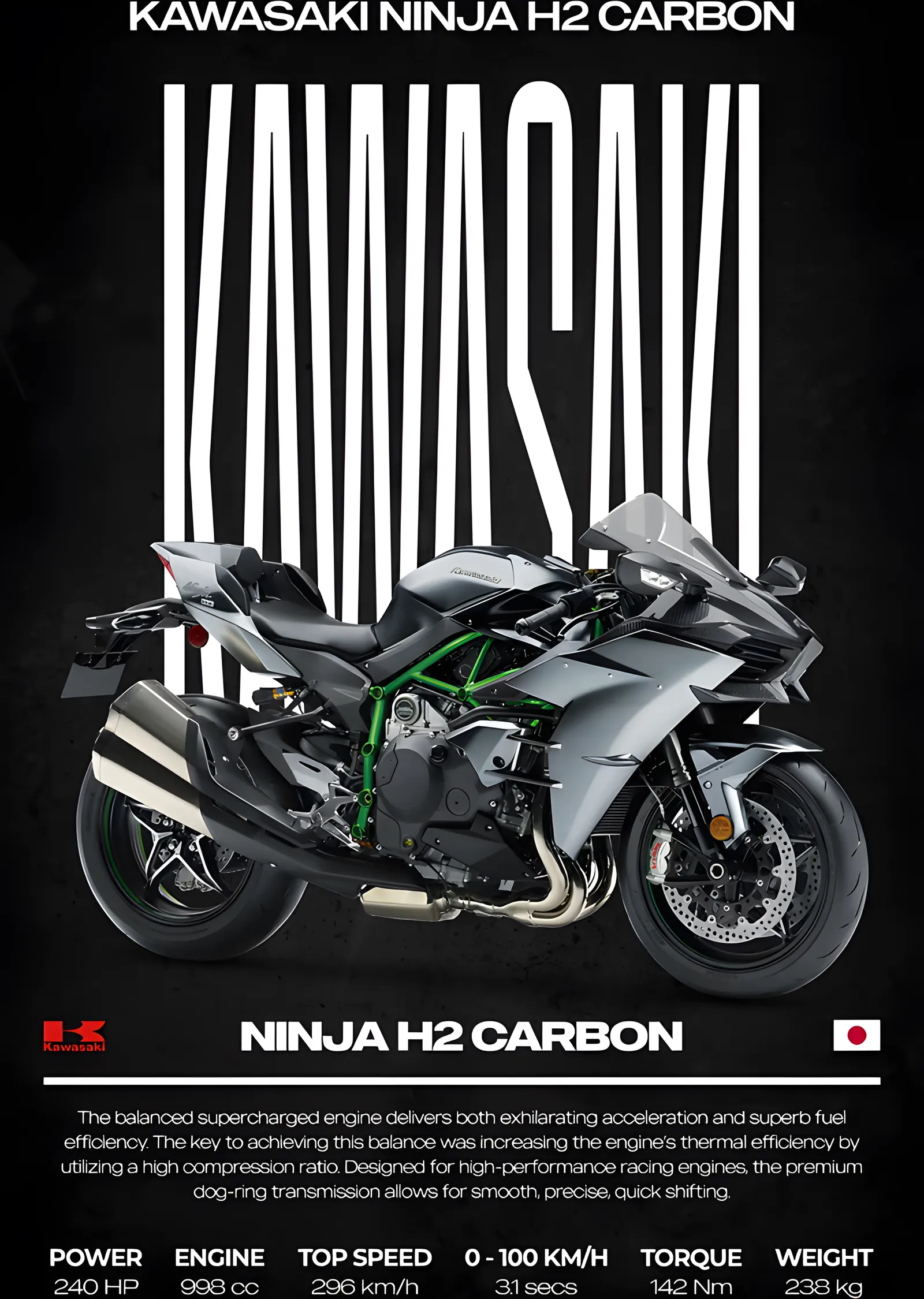 Kawasaki Ninja H2 Carbon metal tablo