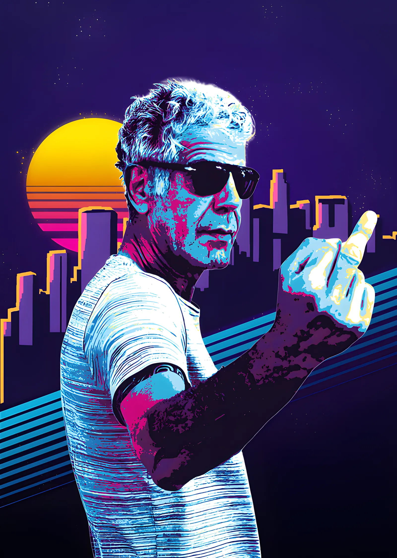 Retrowave: Gün Batımı Portresi metal tablo