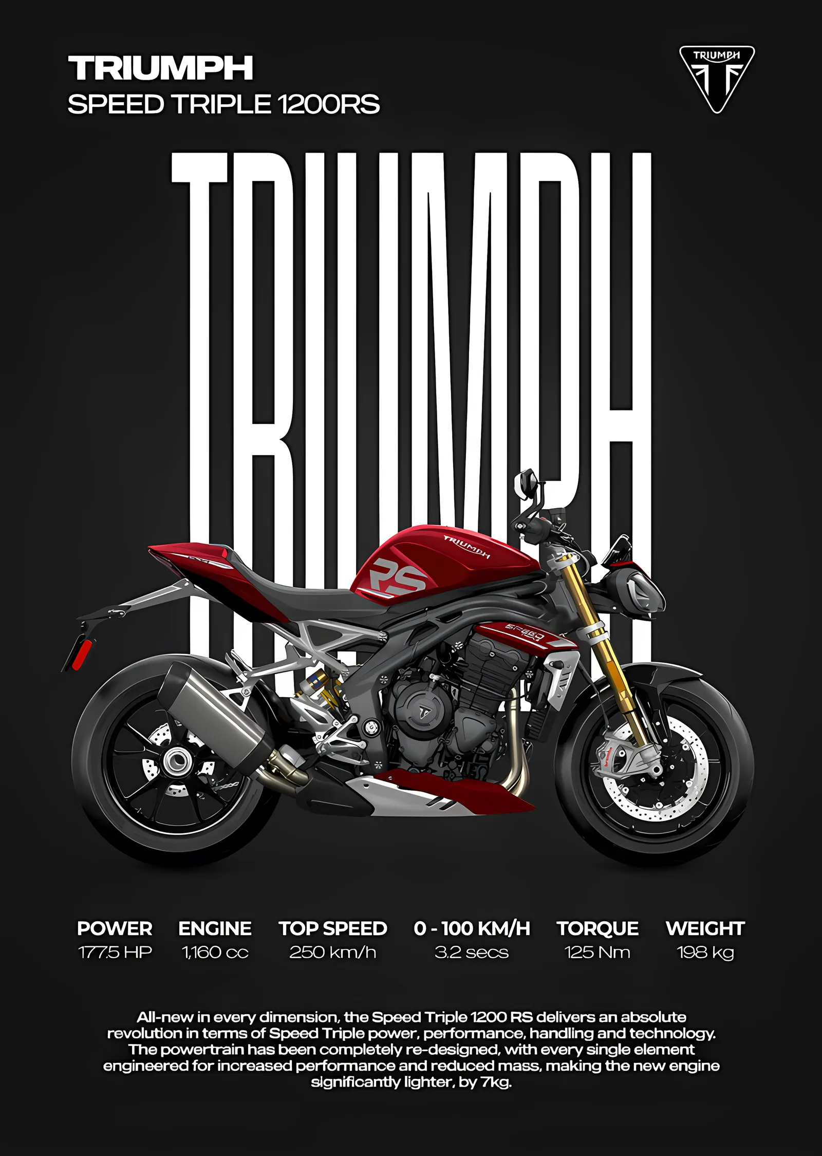 Triumph Speed Triple 1200 RS metal tablo