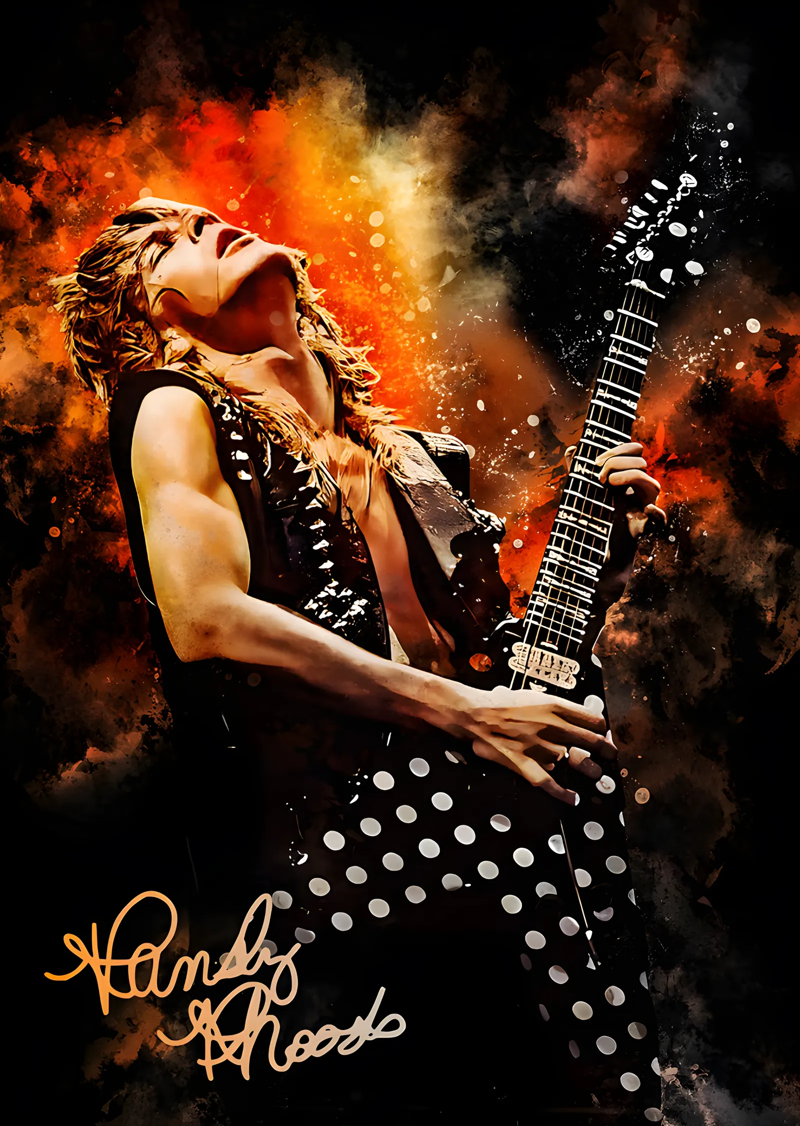 Sahnede Gitarist metal tablo