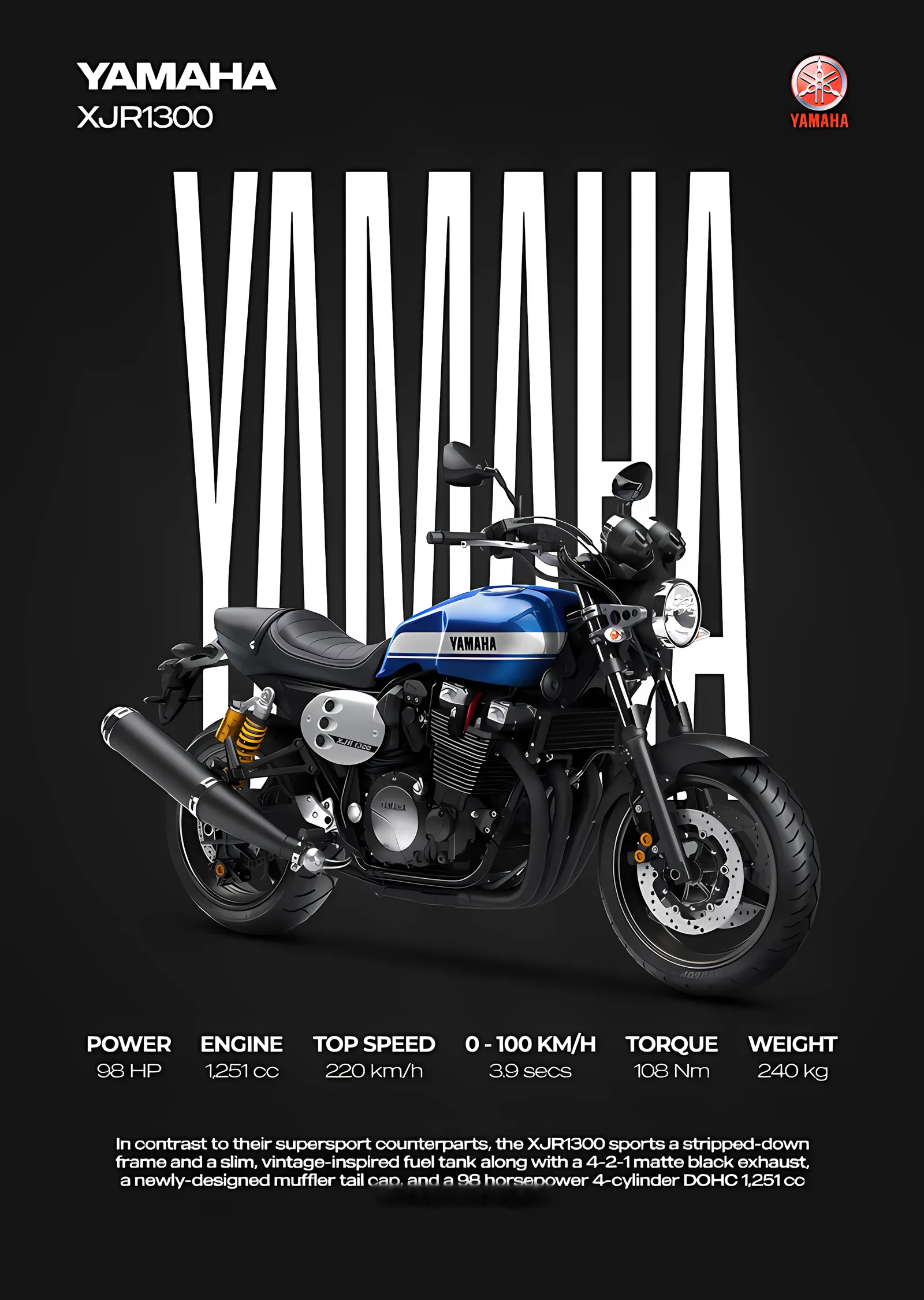 Yamaha XJR1300 metal tablo