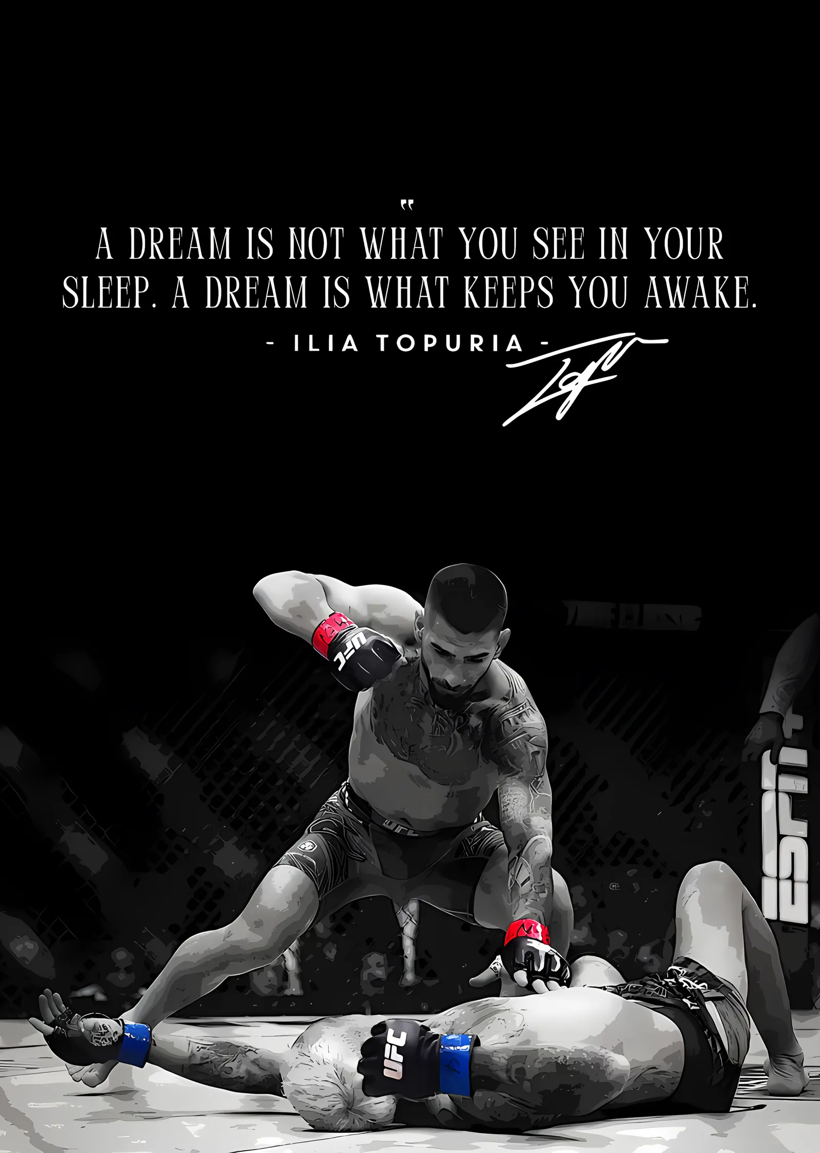 Ilia Topuria: A Dream Is What Keeps You Awake metal tablo