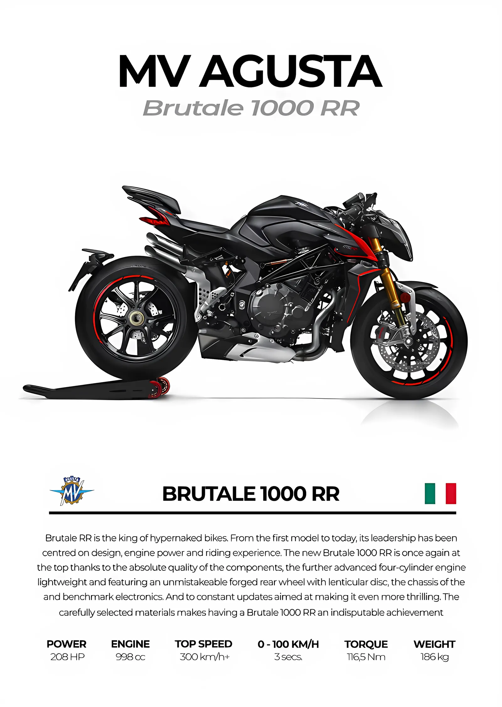 MV Agusta Brutale 1000 RR metal tablo