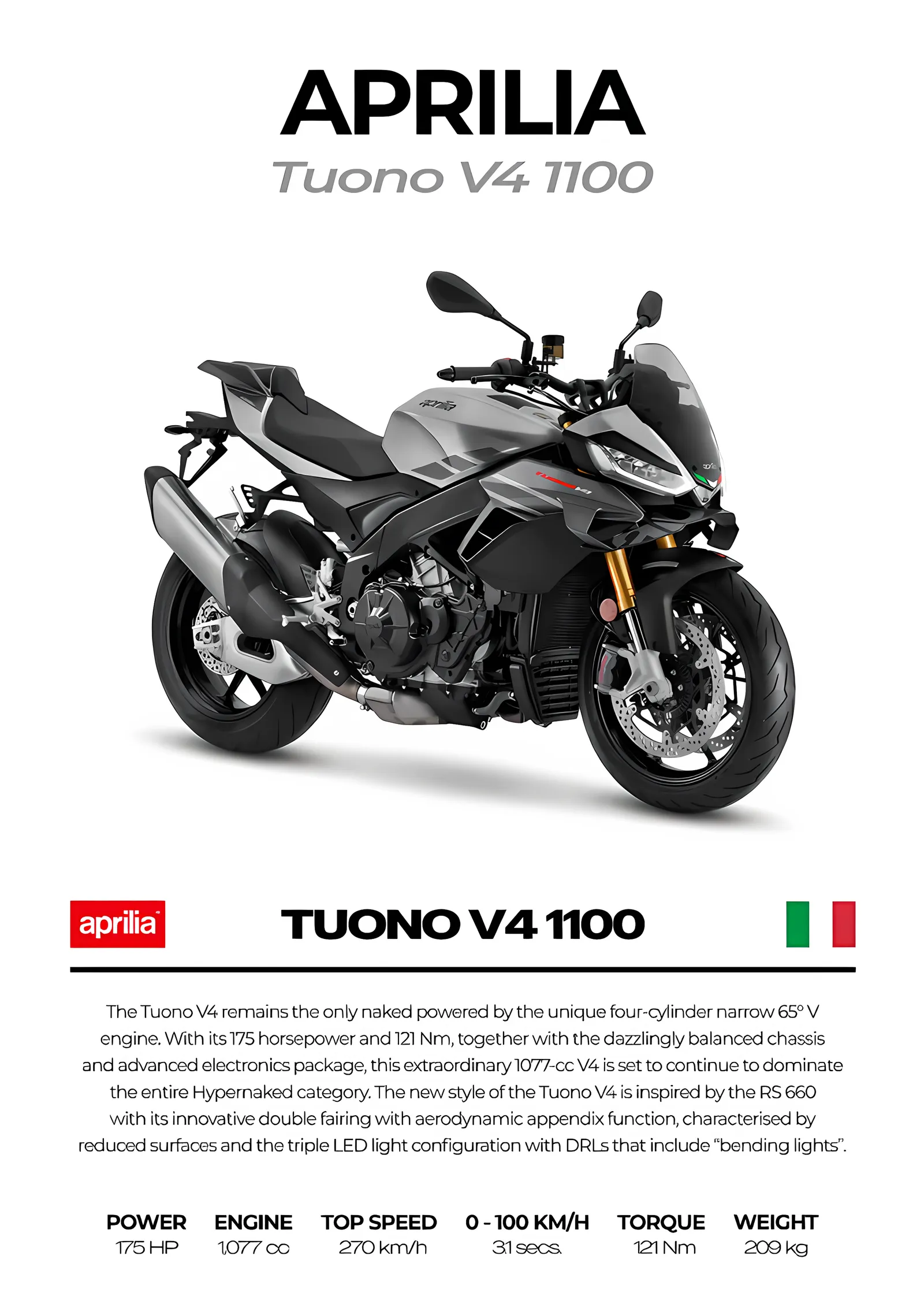 Aprilia Tuono V4 1100 metal tablo