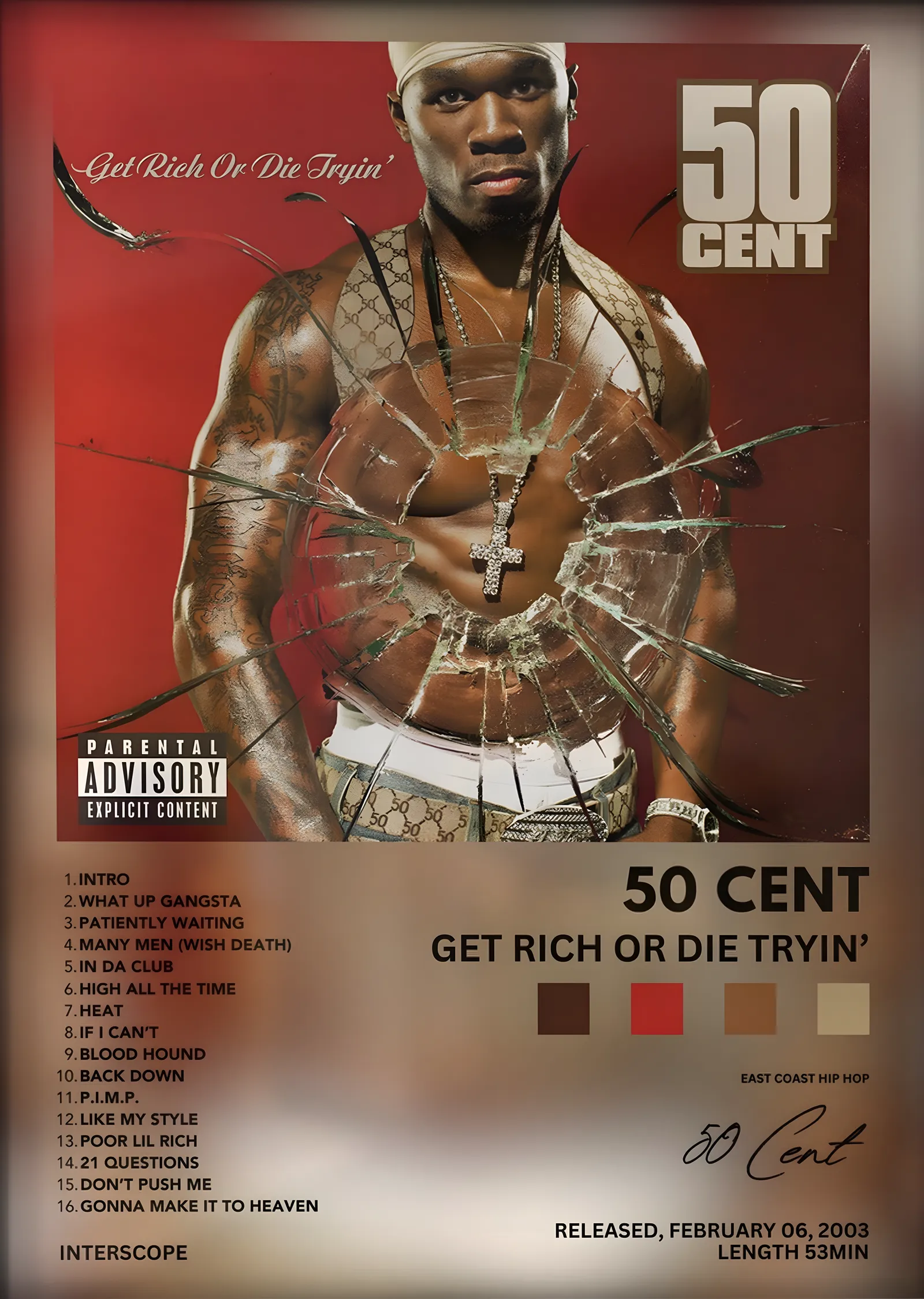 50 Cent: Get Rich or Die Tryin' metal tablo