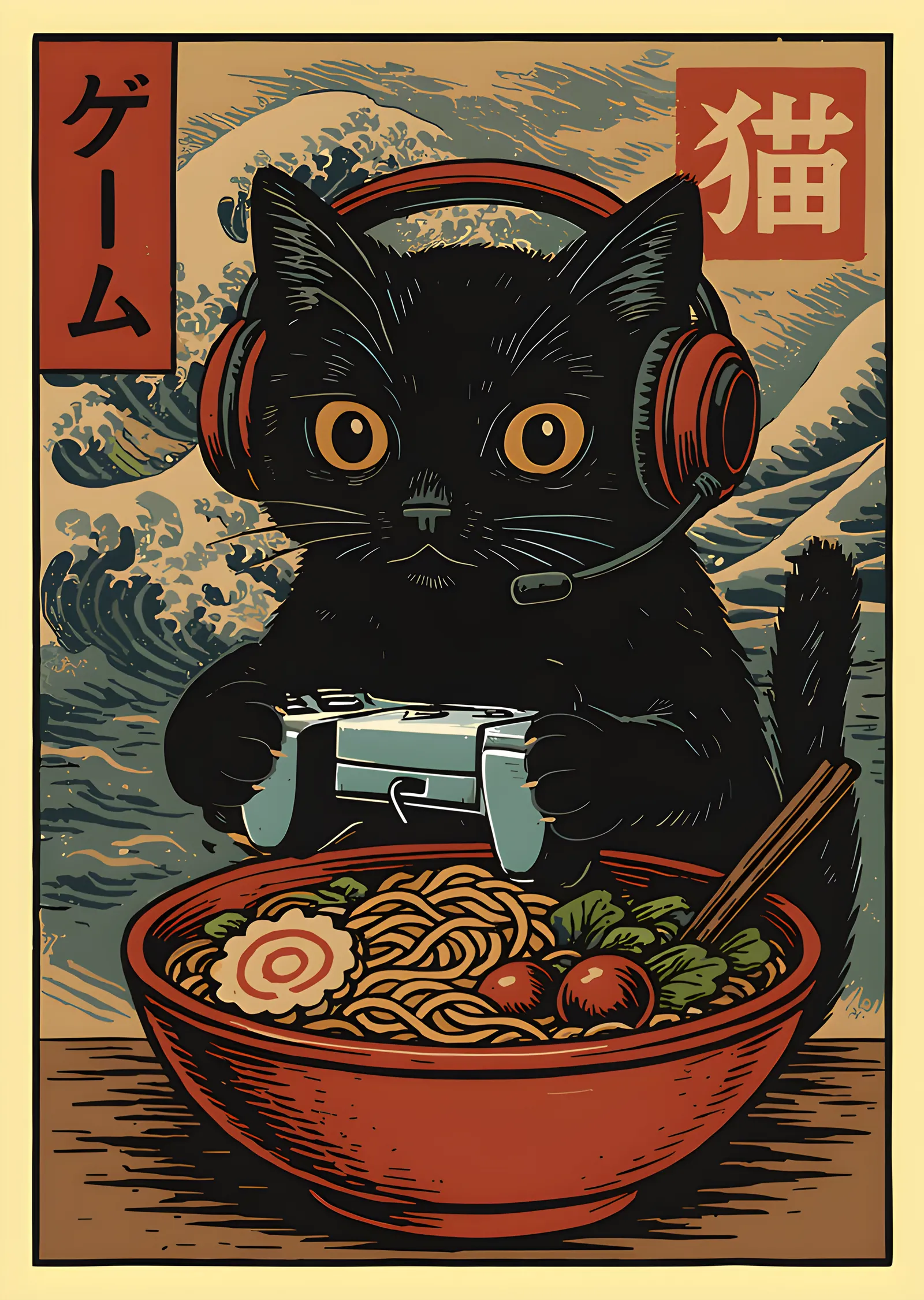 Ramen Kedisi: Oyun Gecesi metal tablo