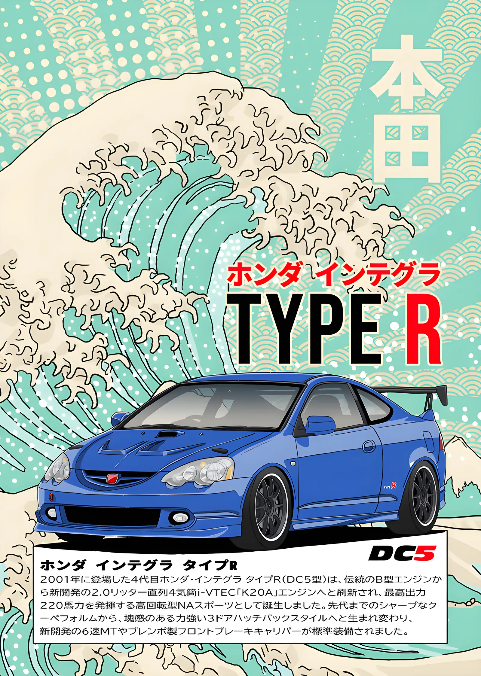 Honda Integra Type R DC5 metal tablo