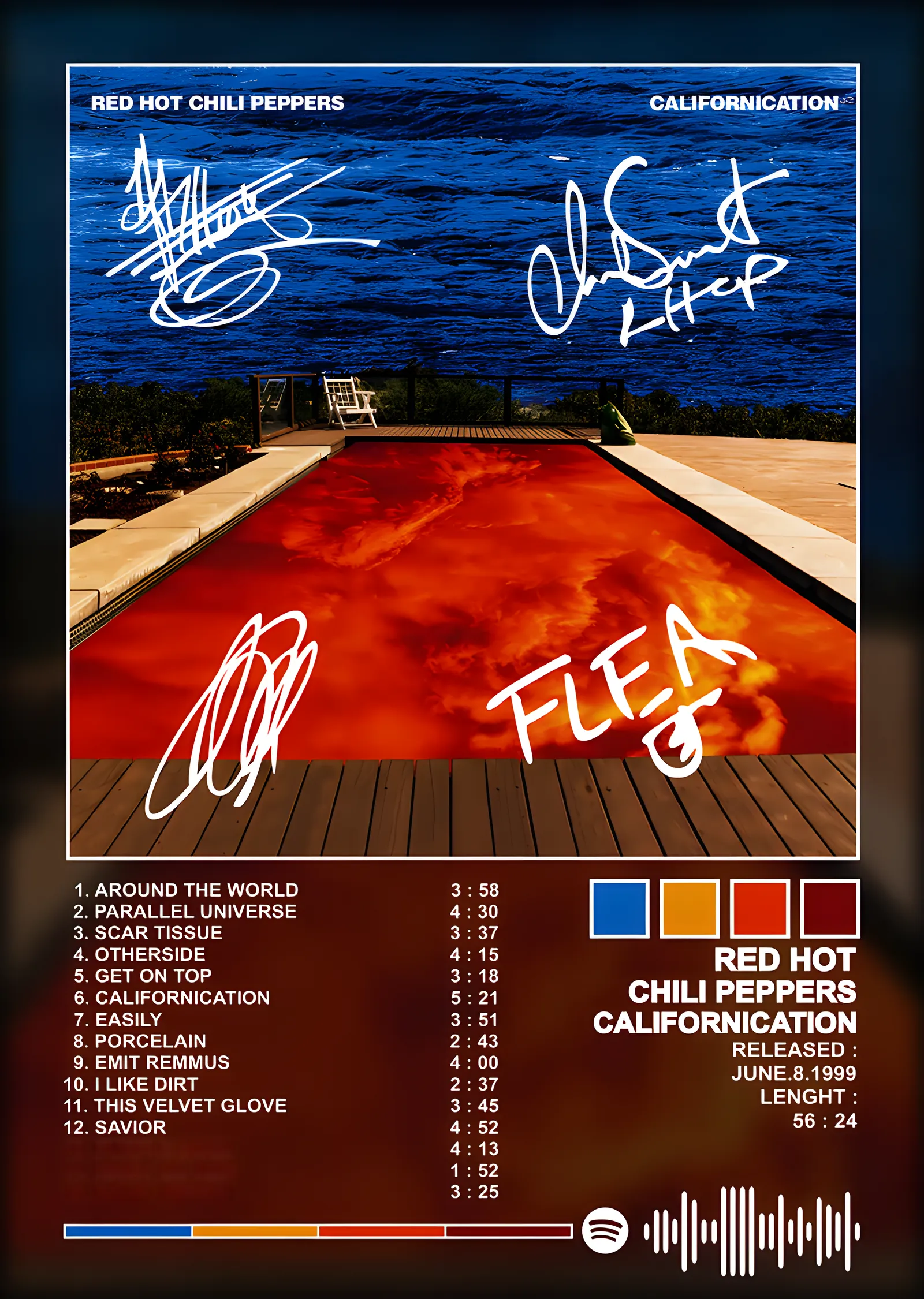 Red Hot Chili Peppers: Californication metal tablo