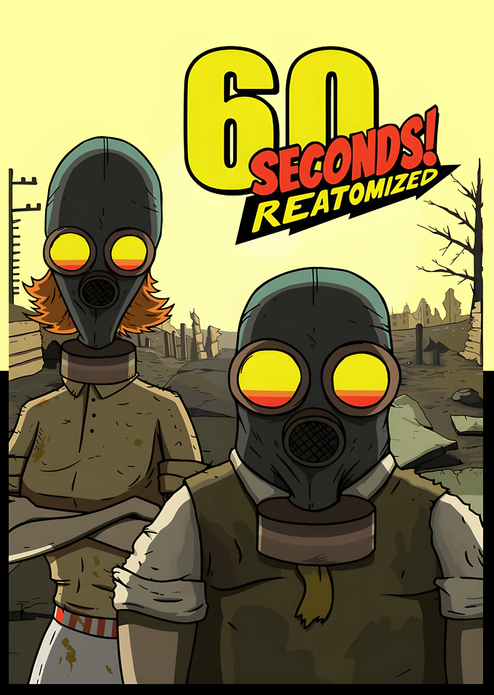 60 Seconds Reatomized: Sarı Zeminde Maskeli İkili metal tablo