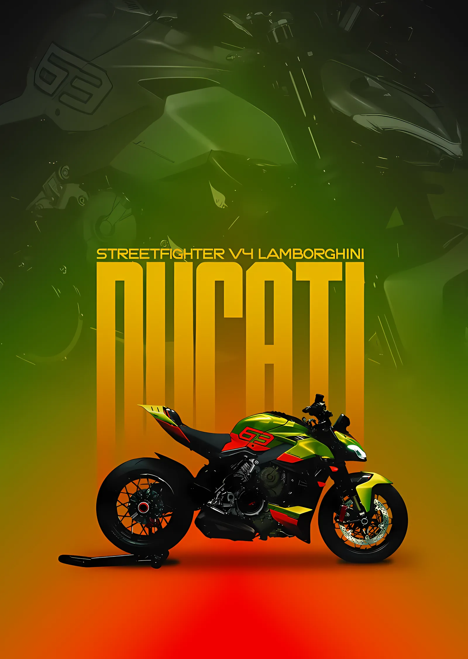 Ducati Streetfighter V4 Lamborghini metal tablo