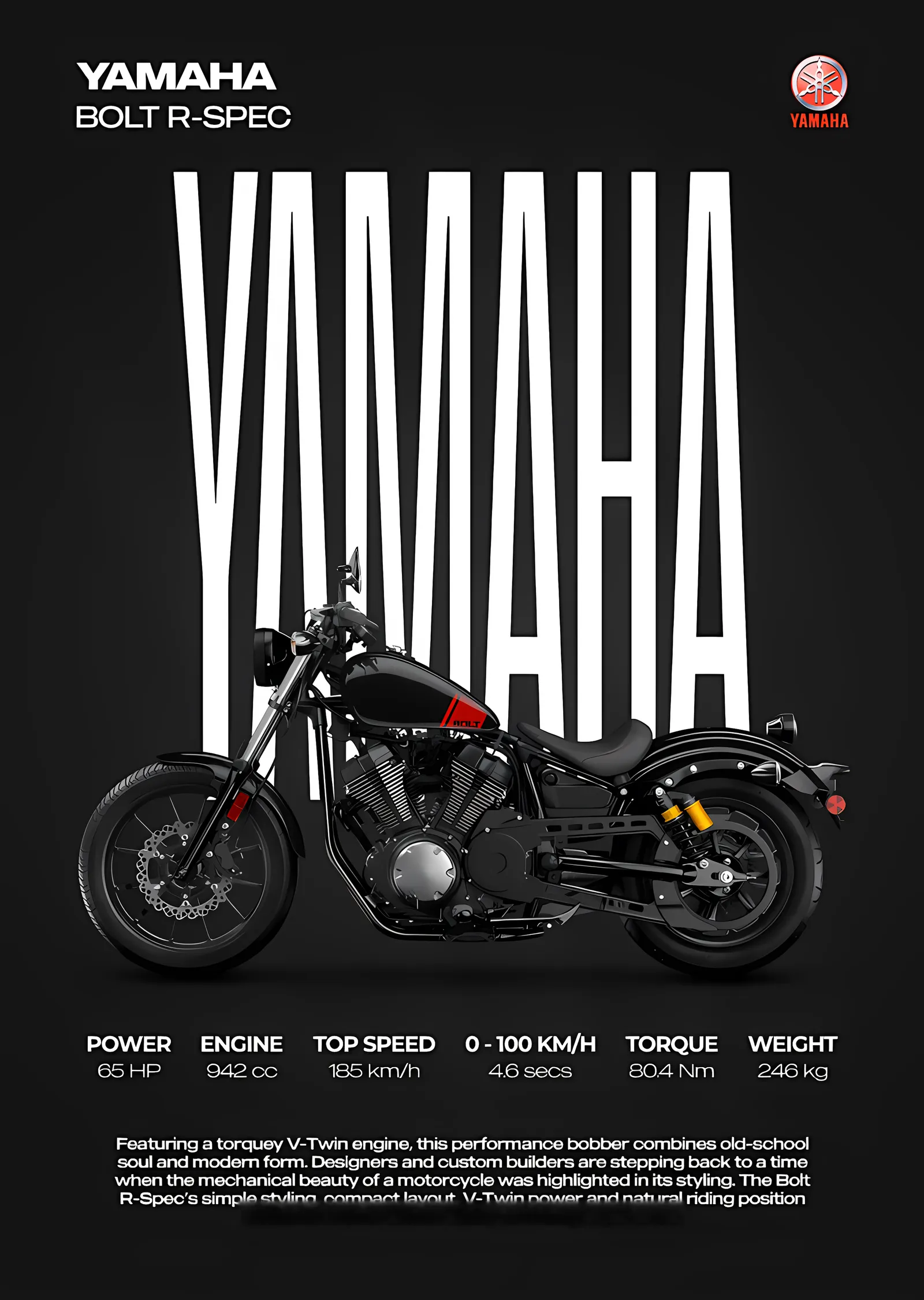 Yamaha Bolt R-Spec metal tablo