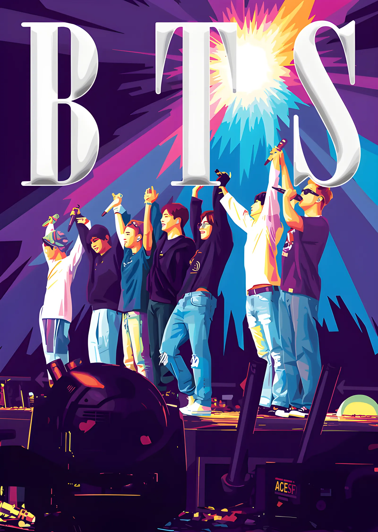 BTS: Mor Işıklar metal tablo