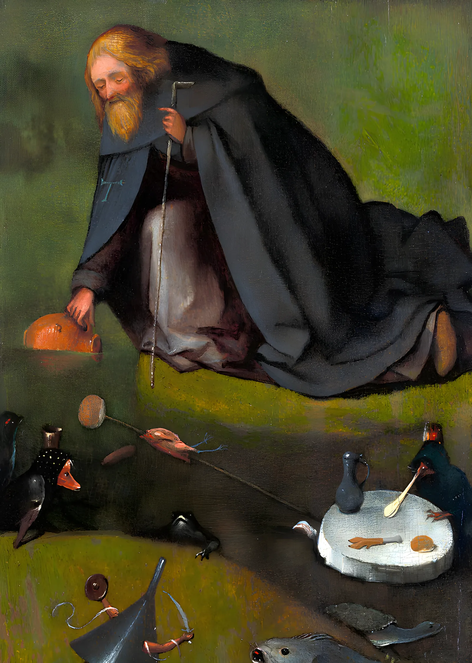 Hieronymus Bosch - Çayırda Aziz Antonius metal tablo