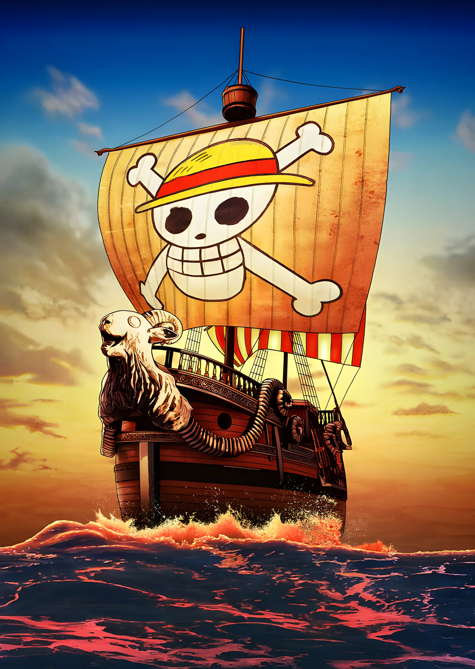 One Piece: Thousand Sunny metal tablo