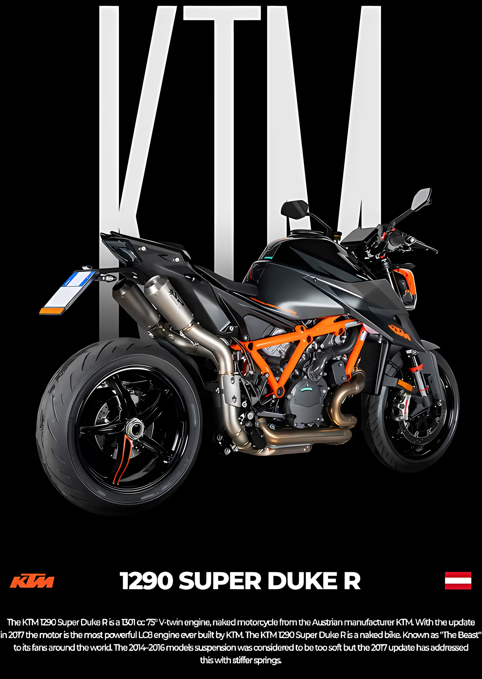 KTM 1290 Super Duke R - Turuncu Şasi metal tablo