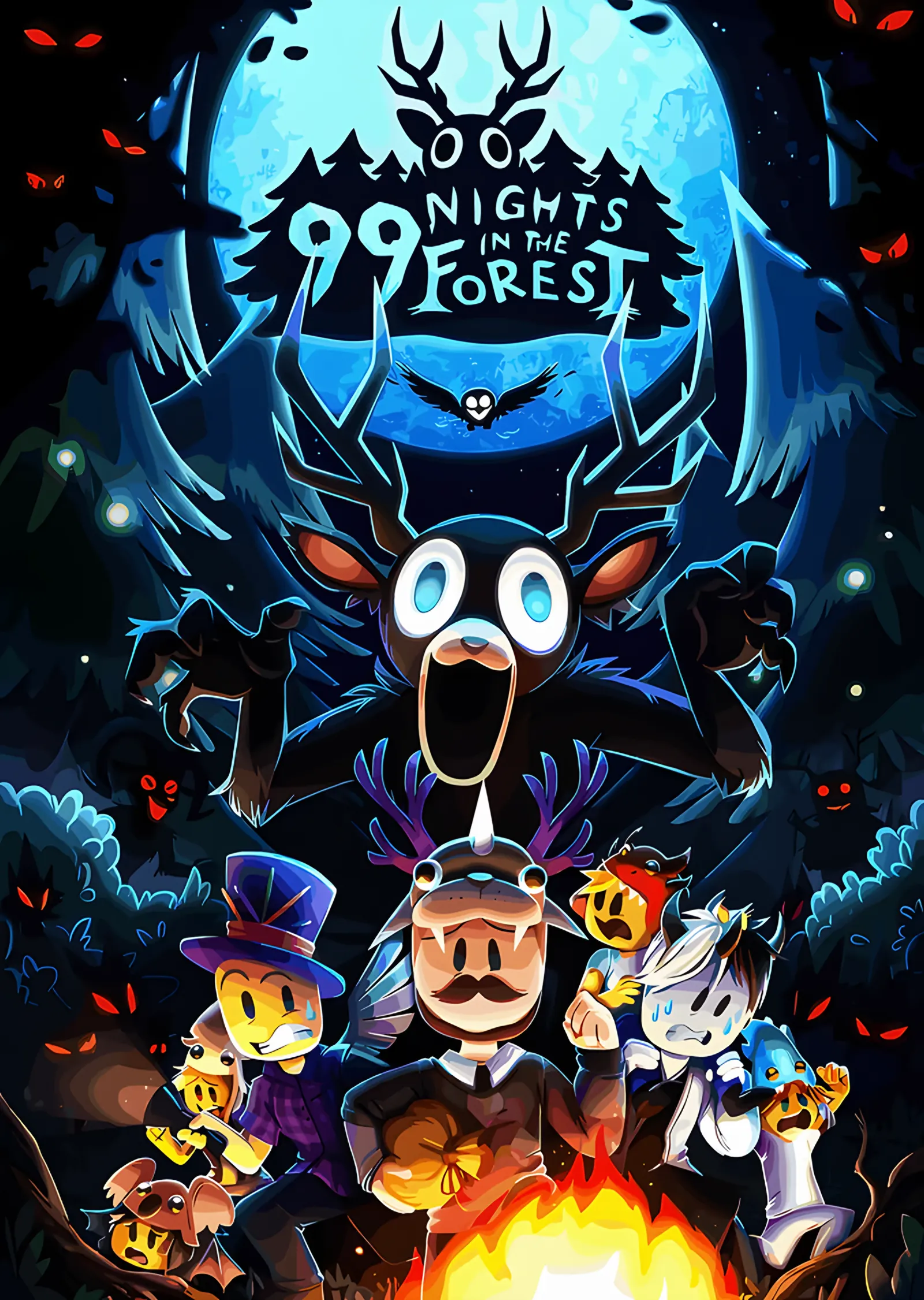 99 Nights in the Forest: Ay Işığında Kamp metal tablo