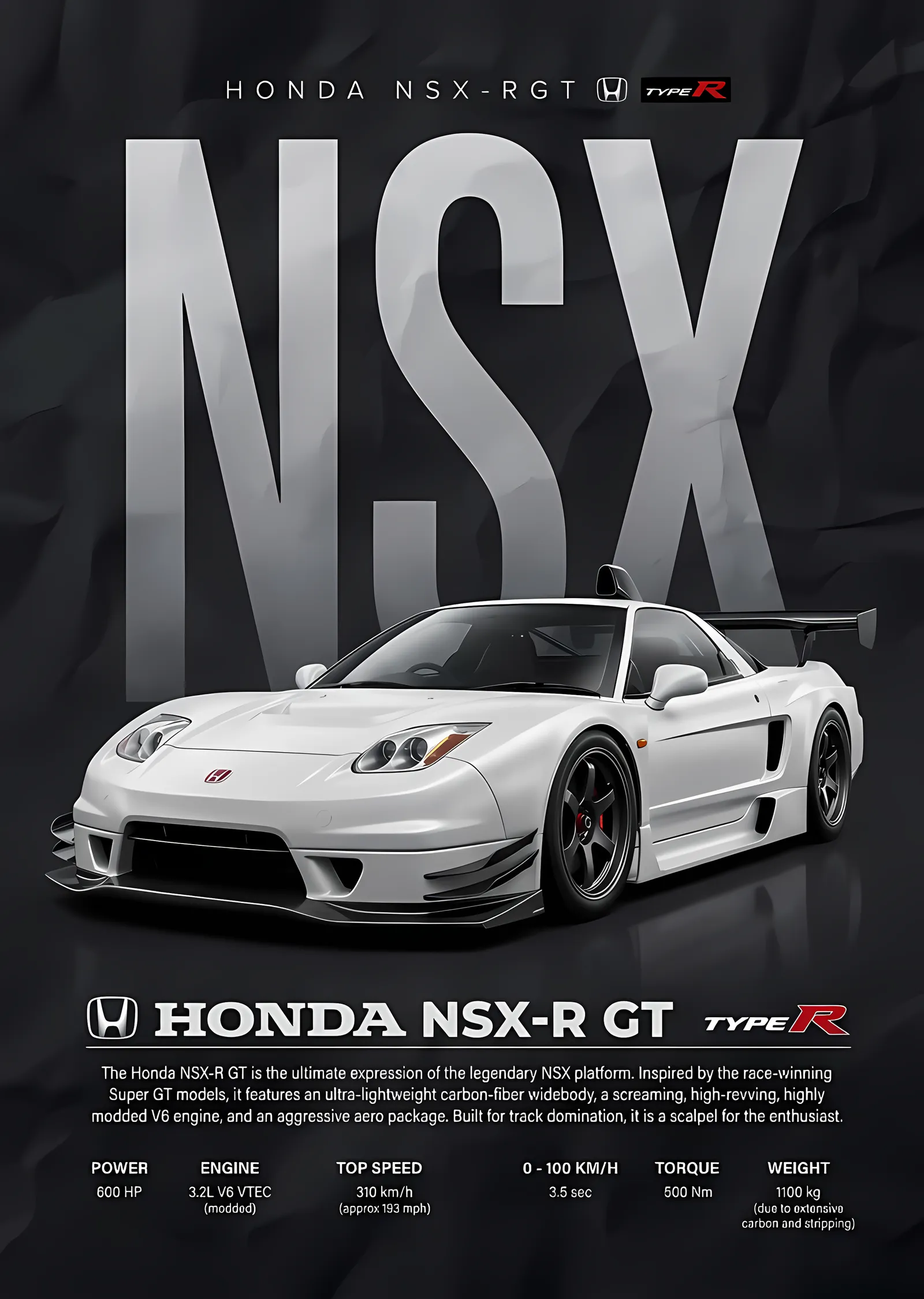Honda NSX-R GT metal tablo