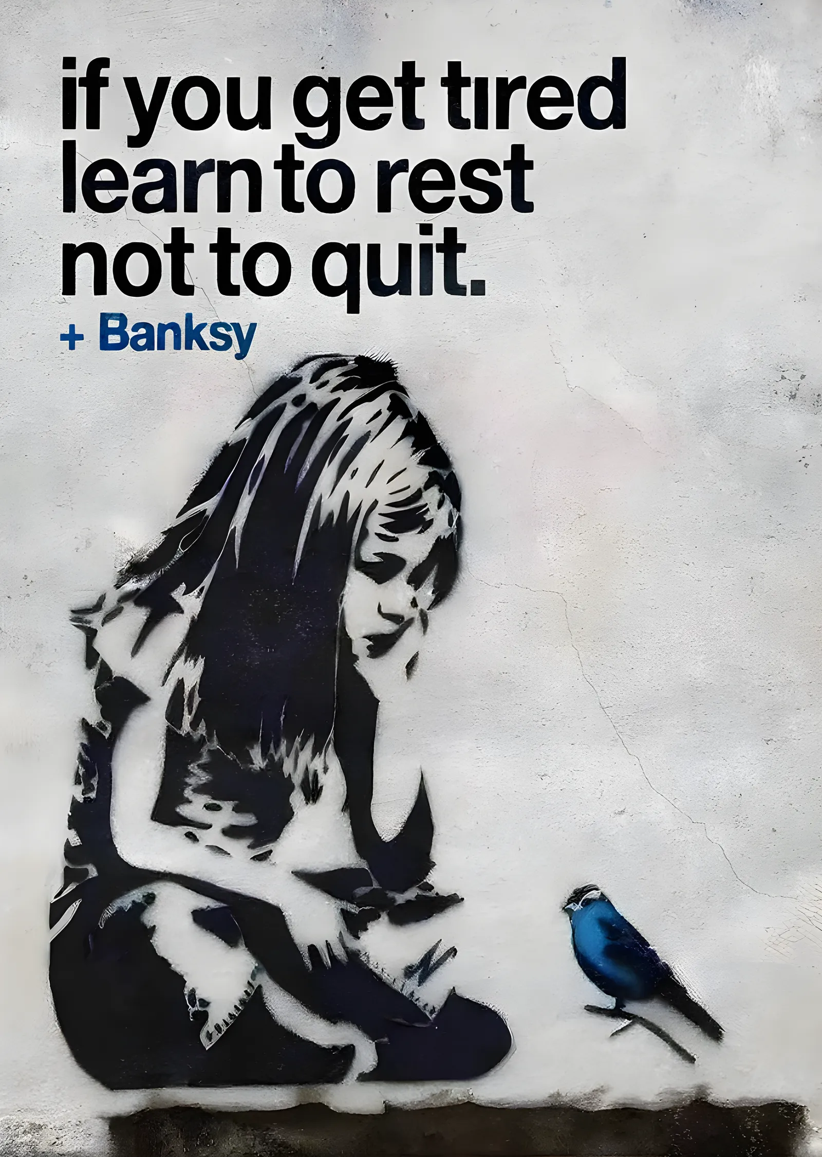 Banksy: Yorulursan Dinlenmeyi Öğren metal tablo