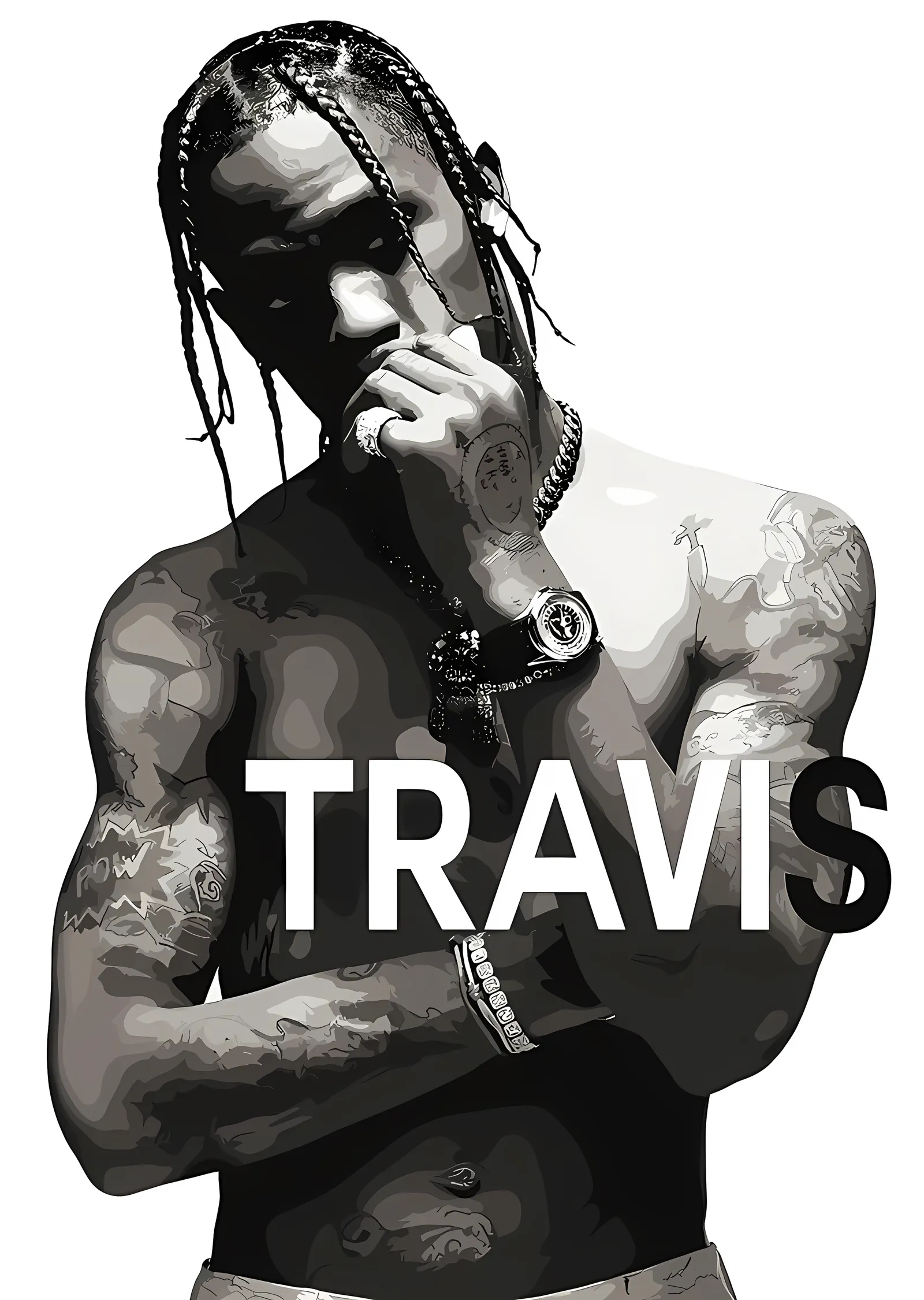 Travis Scott: Siyah Beyaz metal tablo