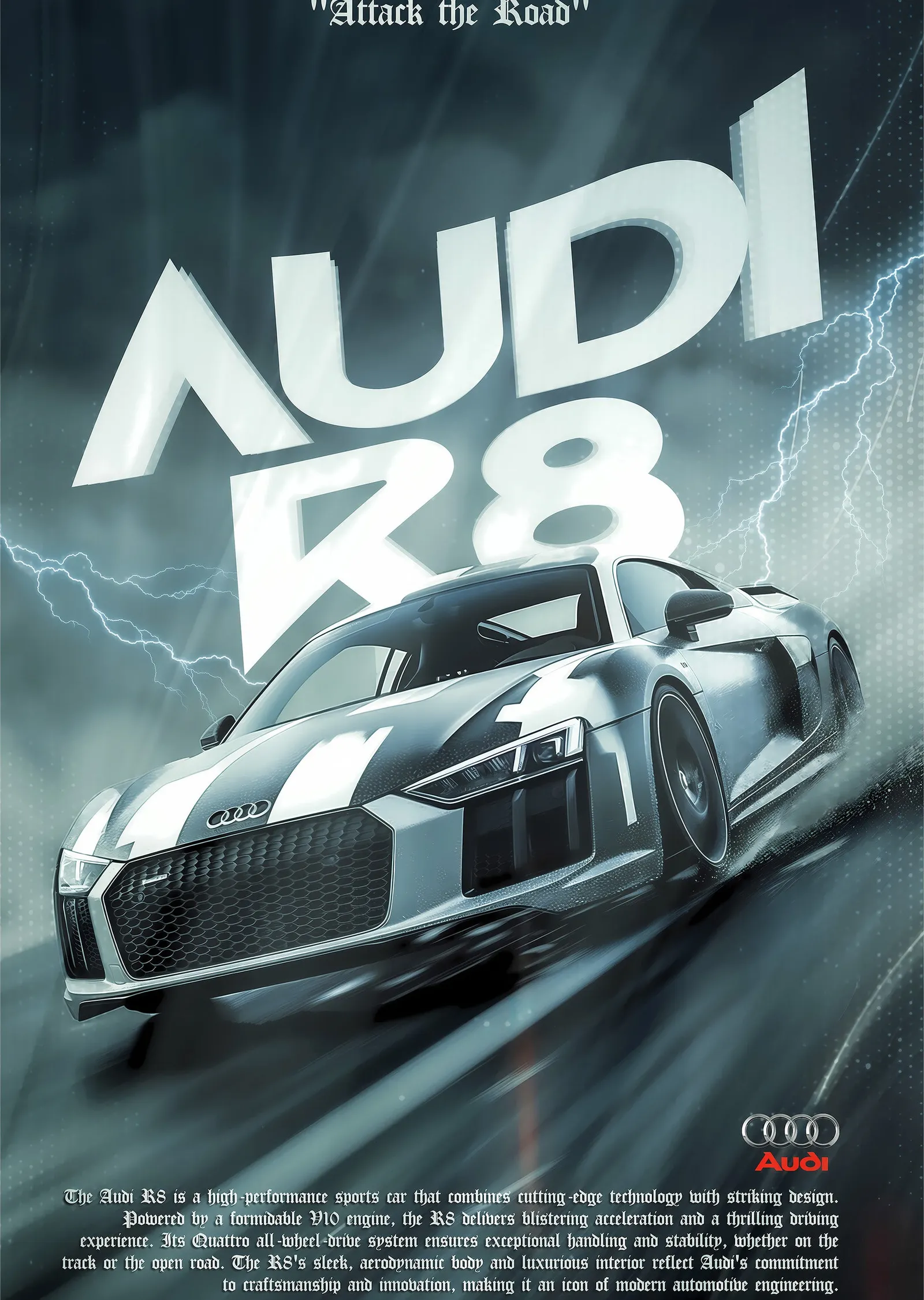 Audi R8: Attack the Road metal tablo