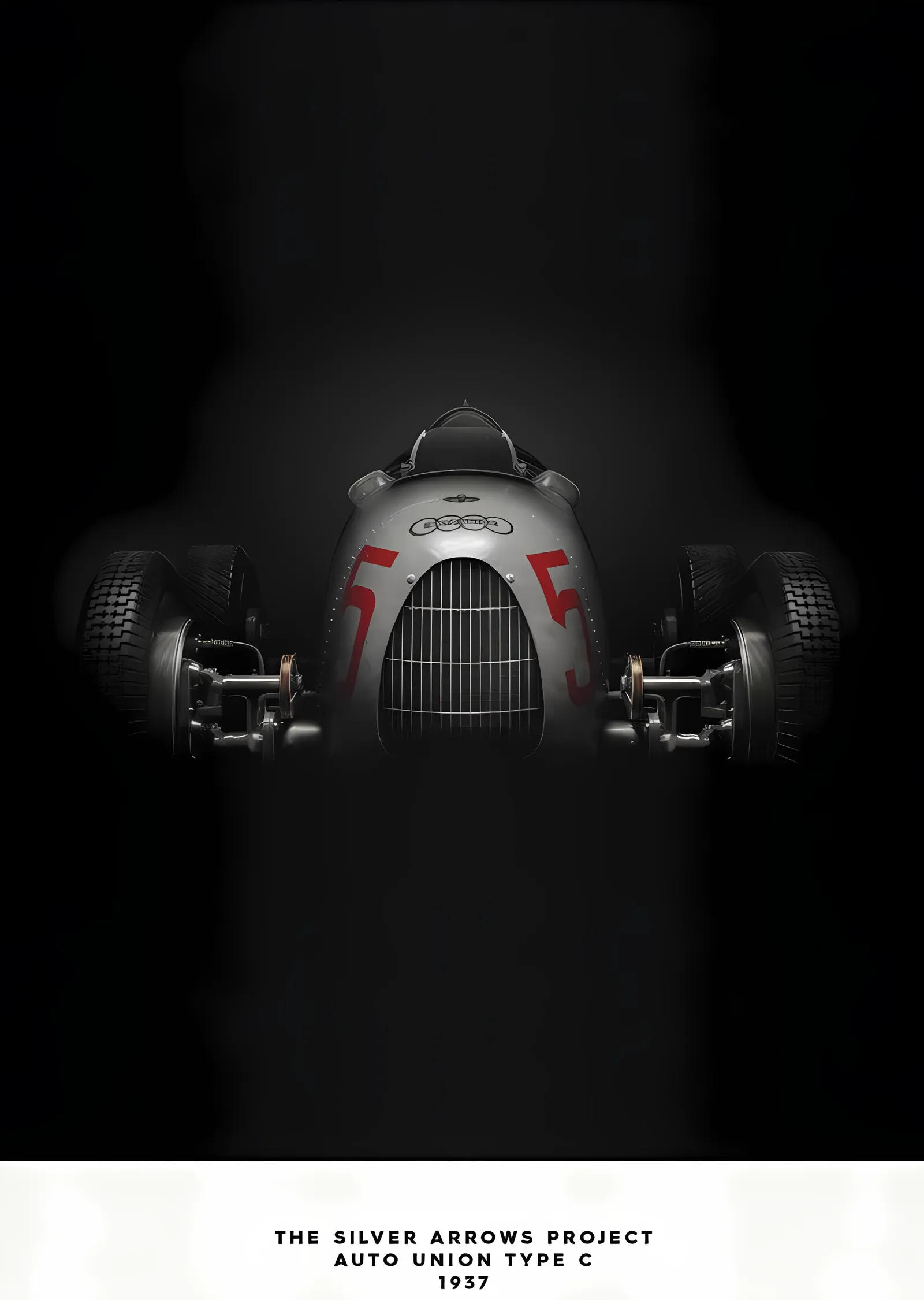 Auto Union Type C · 1937 Gümüş metal tablo