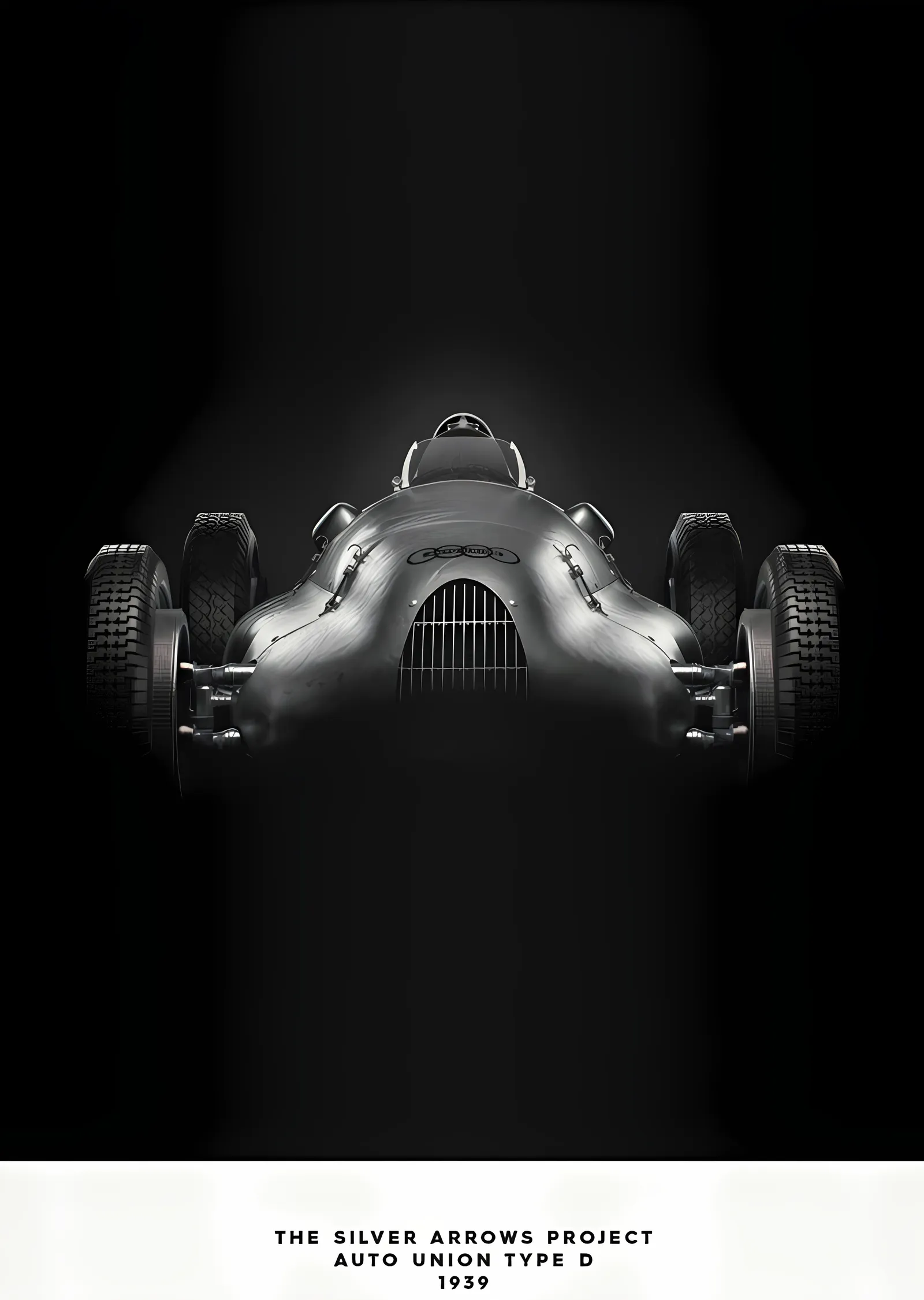 Auto Union Type D · 1939 Gümüş metal tablo