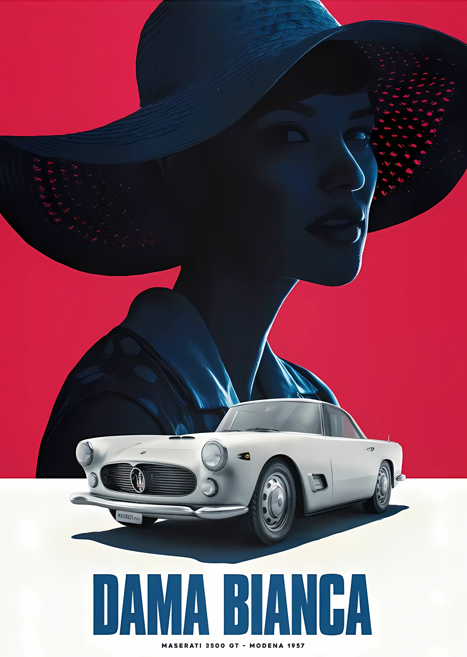 Maserati 3500 GT · 1957 Dama Bianca Beyaz metal tablo