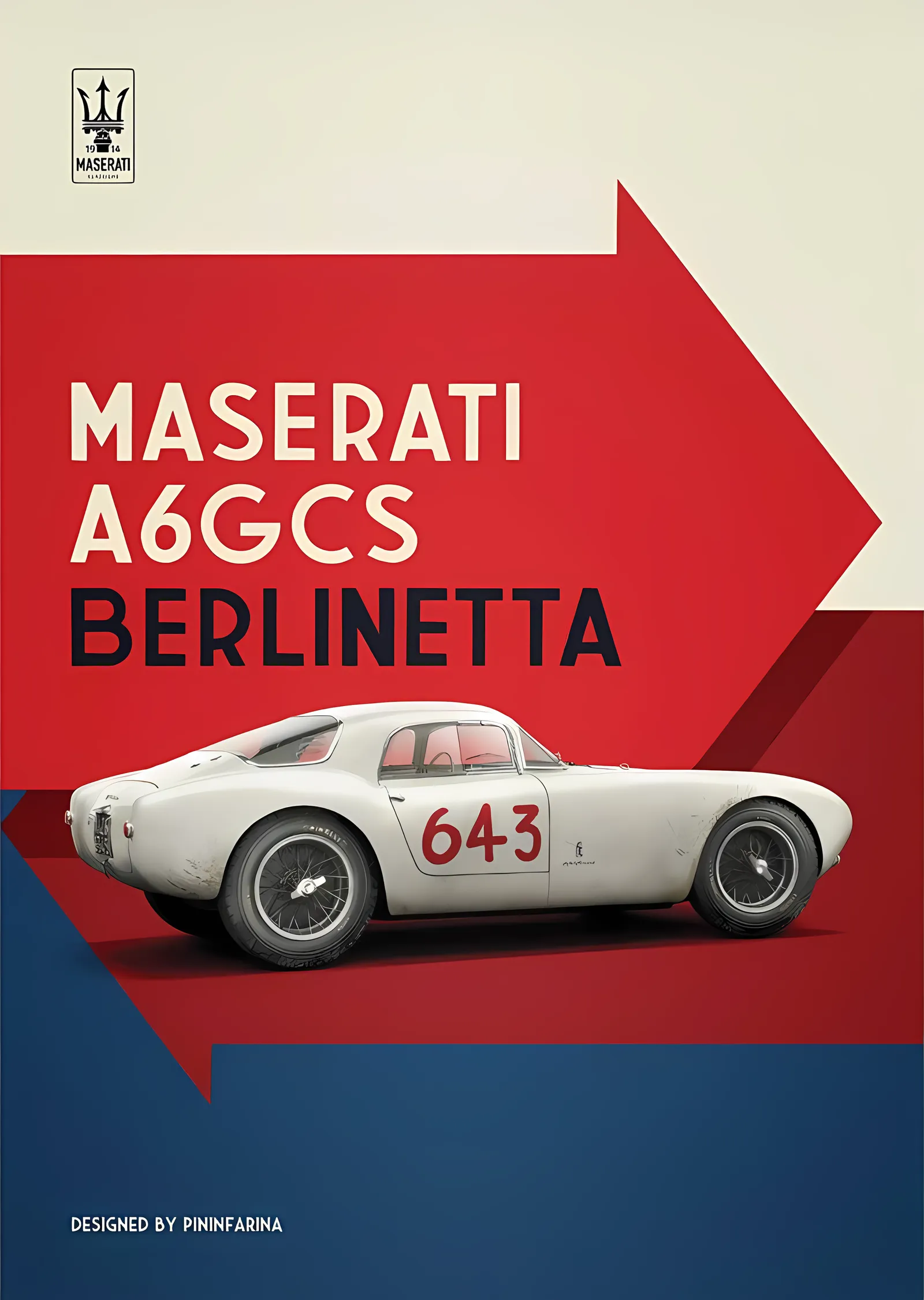Maserati A6GCS Berlinetta · 1954 Beyaz metal tablo