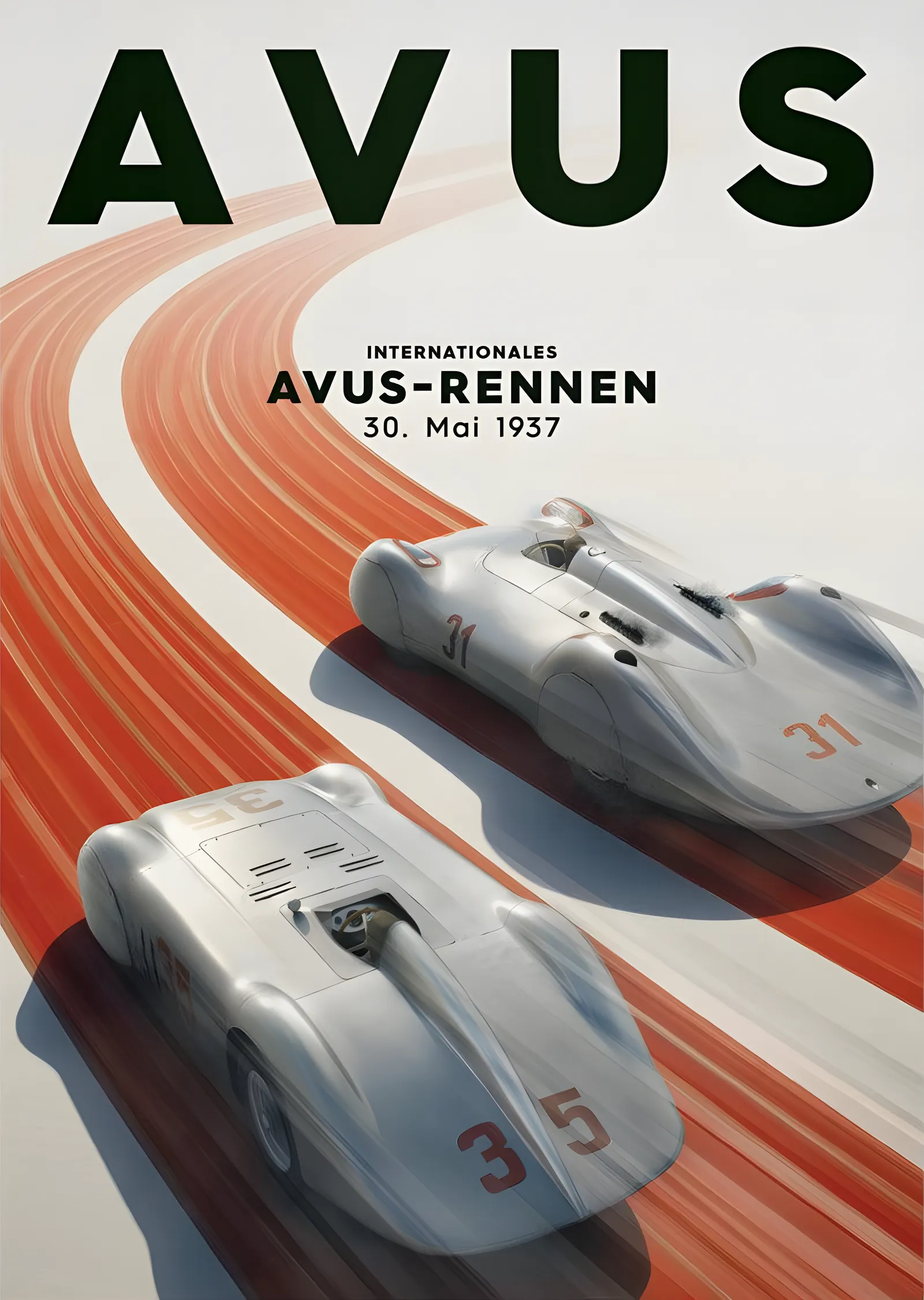 Mercedes-Benz & Auto Union · 1937 Avus Gümüş metal tablo