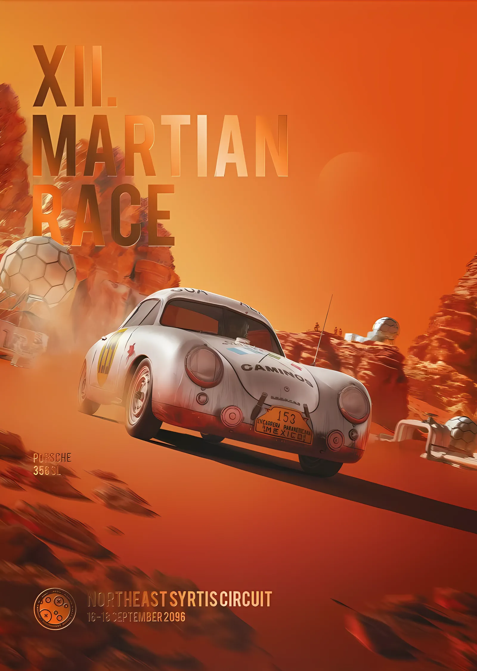 Porsche 356 SL · 2096 Gelecek XII. Mars Yarışı metal tablo