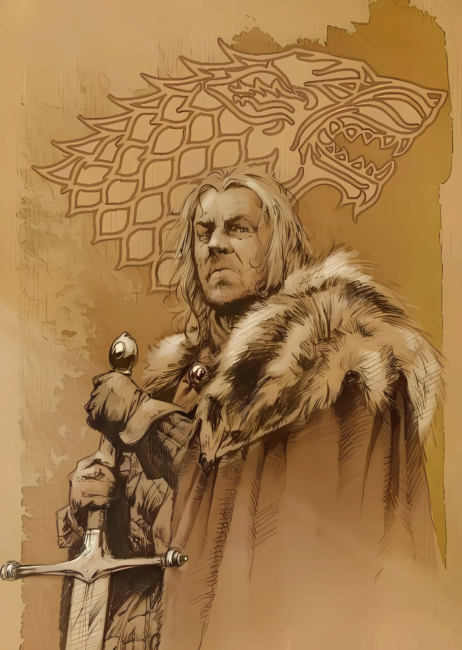 Game of Thrones: Ned Stark metal tablo