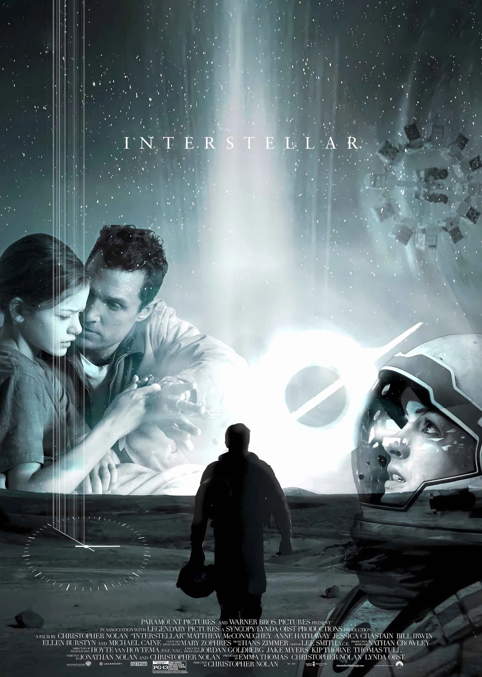 Interstellar: Siyah Beyaz Montaj metal tablo