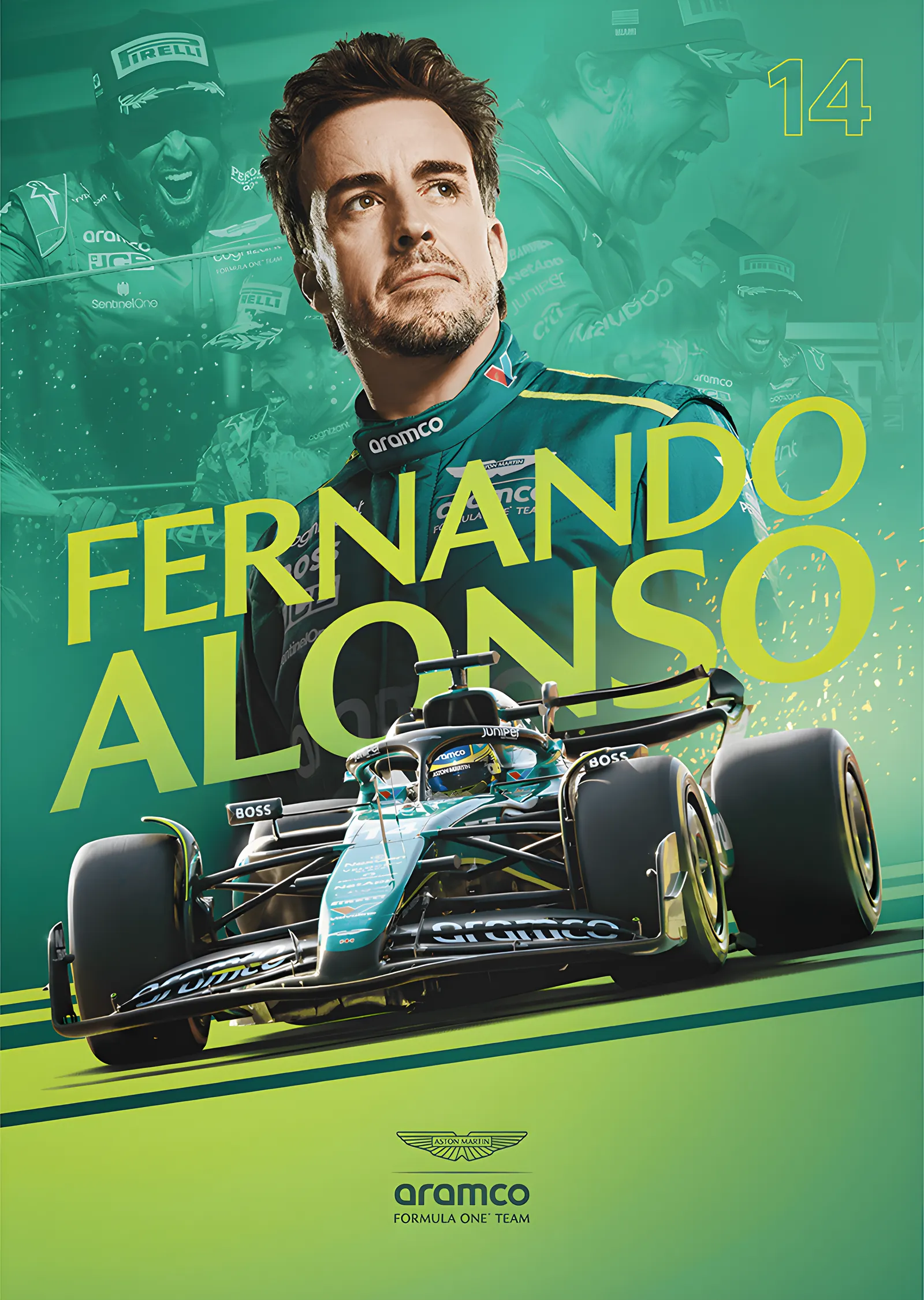 Fernando Alonso · 2024 Aston Martin F1 metal tablo
