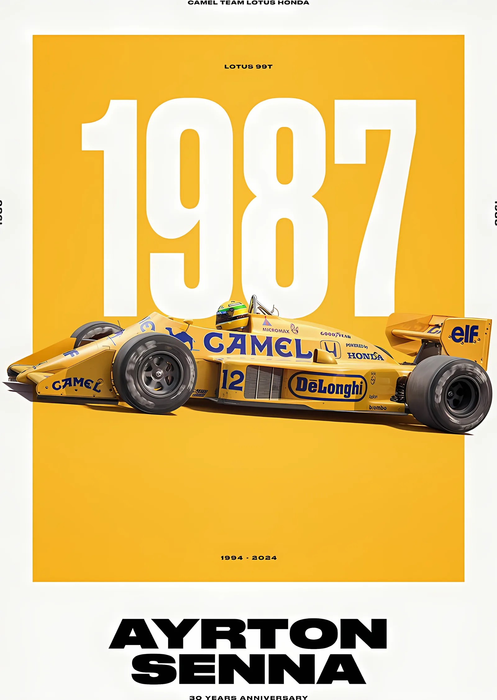 Ayrton Senna Classic Team Lotus 99T · 30 Yıllık Miras metal tablo