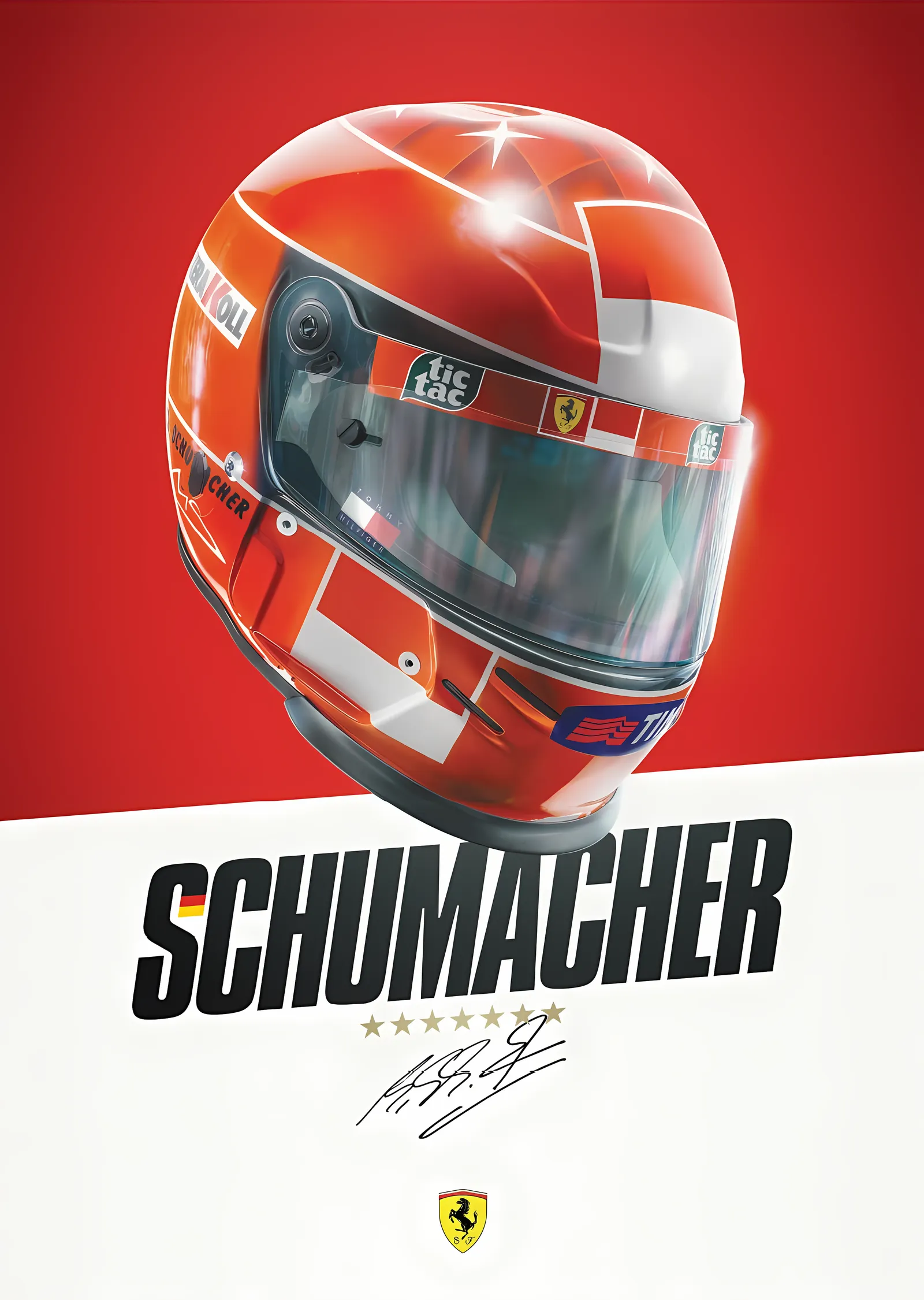 Ferrari F1-2000 · Michael Schumacher Kaskı metal tablo