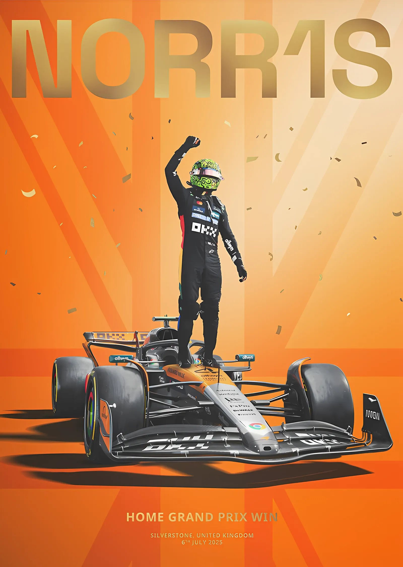 Lando Norris · Home Grand Prix Win · Silverstone 2025 metal tablo
