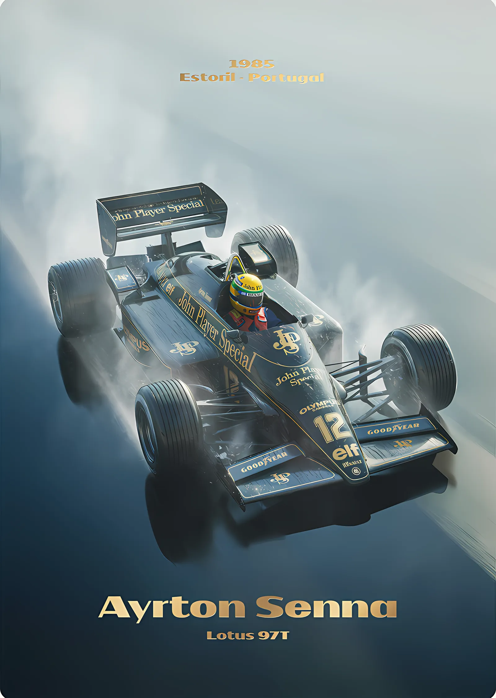 Ayrton Senna · 1985 Rainmaster Estoril metal tablo