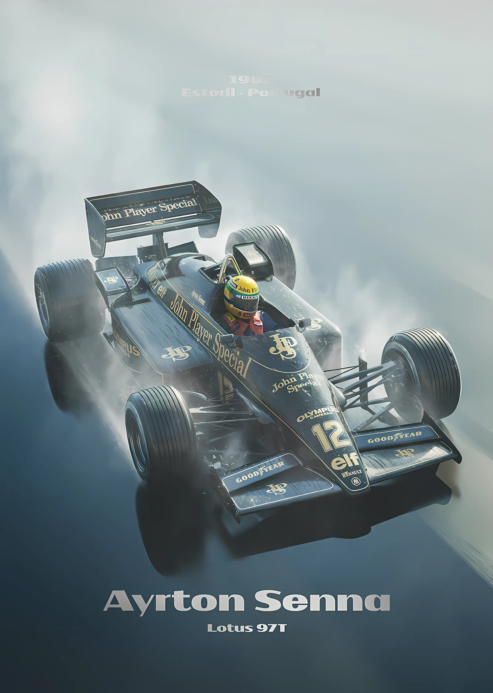 Ayrton Senna · 1985 Rainmaster 40. Yıl Estoril Gümüş metal tablo