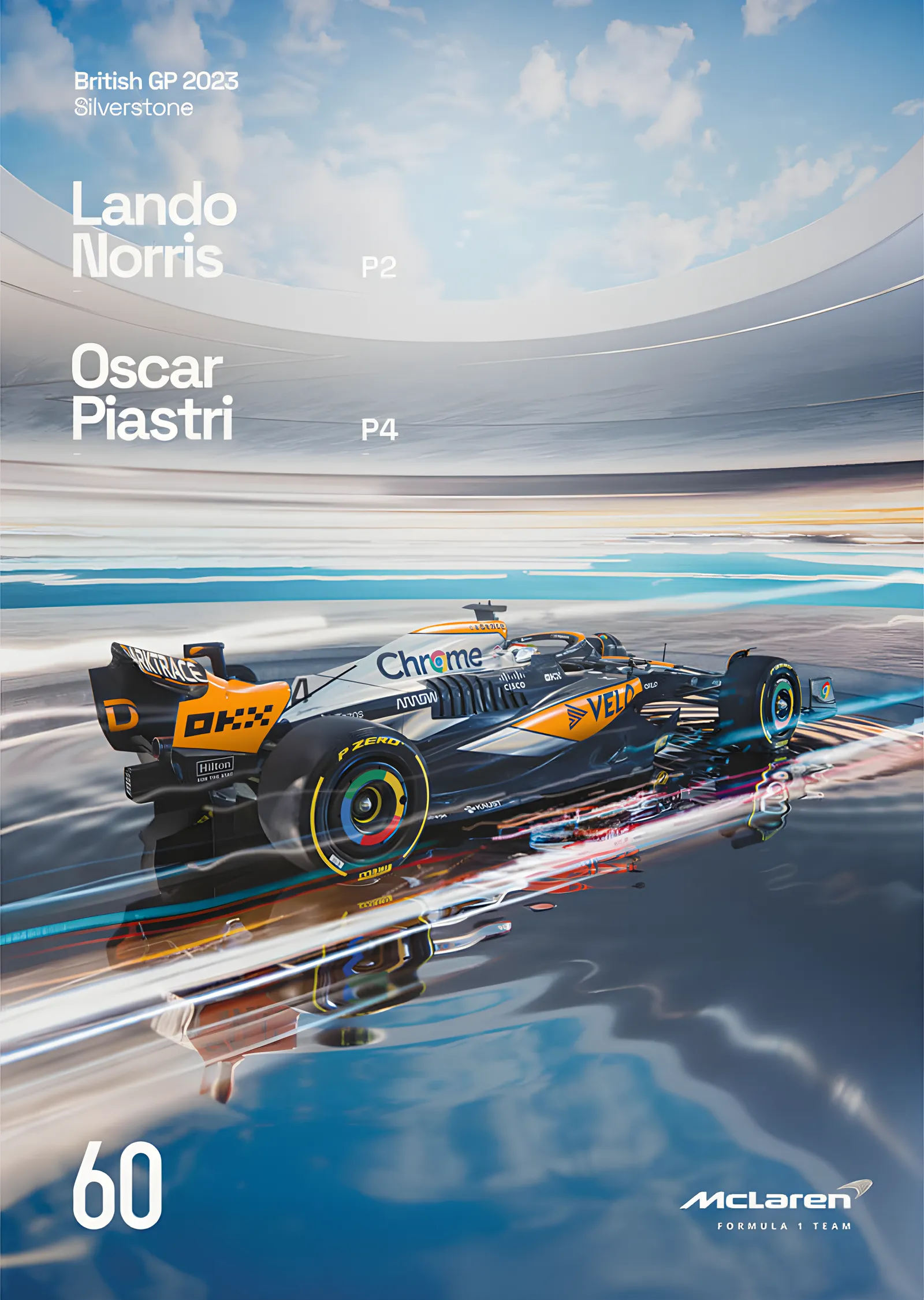McLaren F1 · 2023 Chrome Livery 60. Yıl metal tablo
