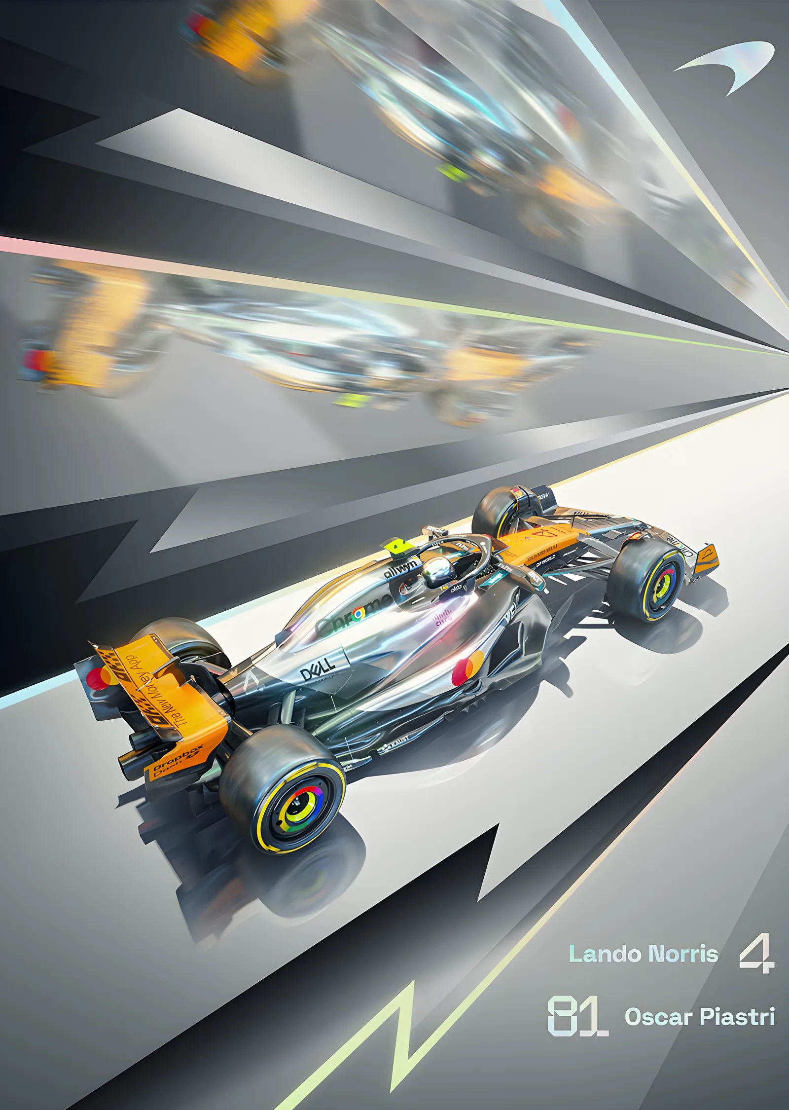 McLaren F1 Chrome Livery · Britanya Grand Prix 2025 metal tablo