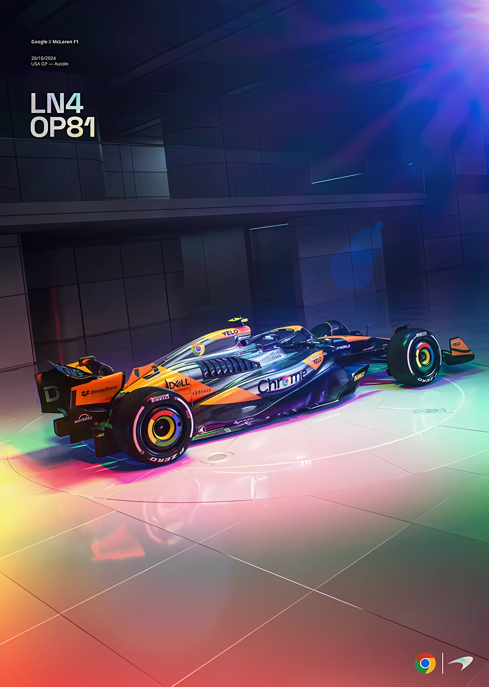 McLaren F1 Chrome Livery · US Grand Prix 2024 metal tablo