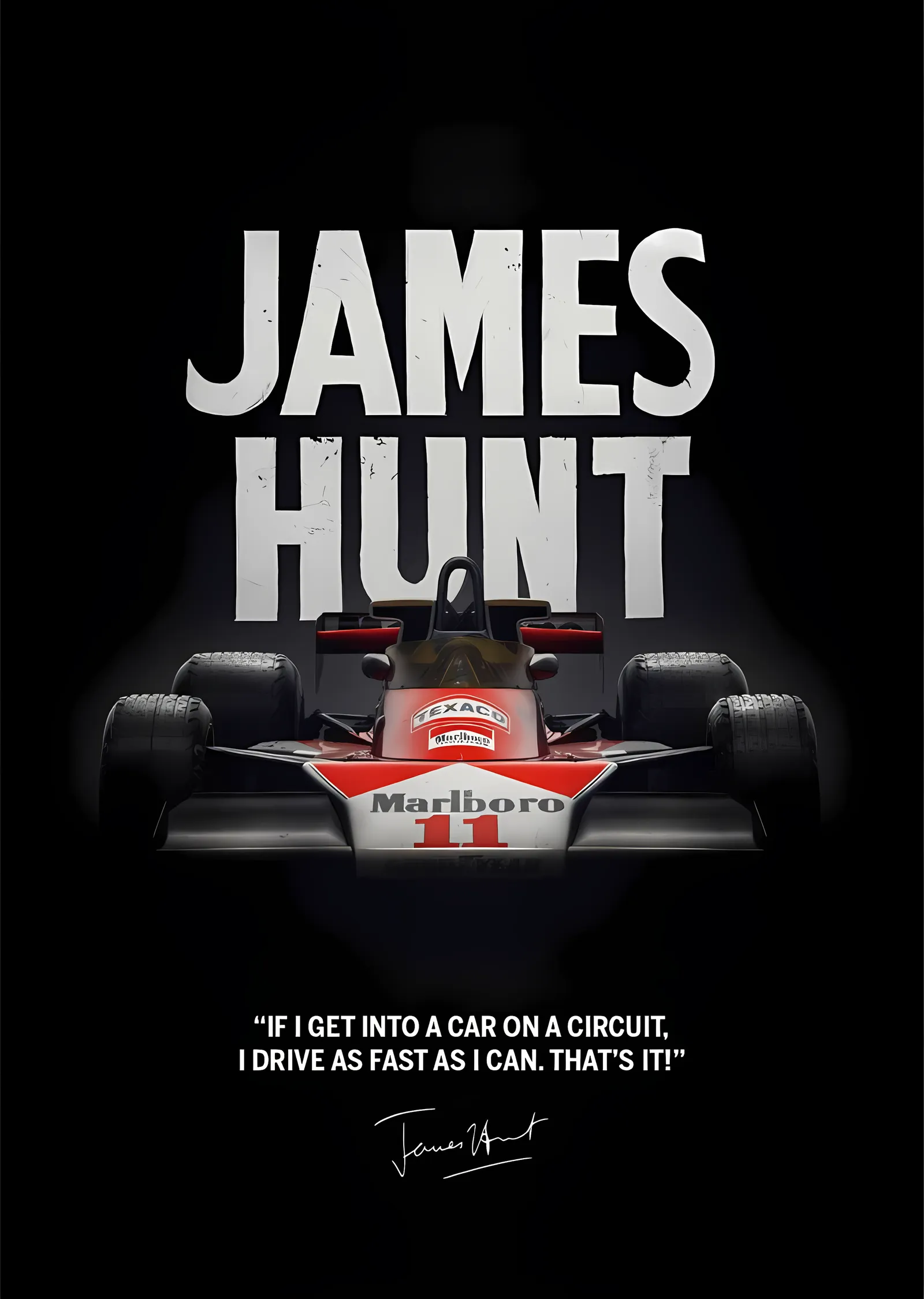 McLaren M23 · 1976 James Hunt Quote Japonya GP metal tablo
