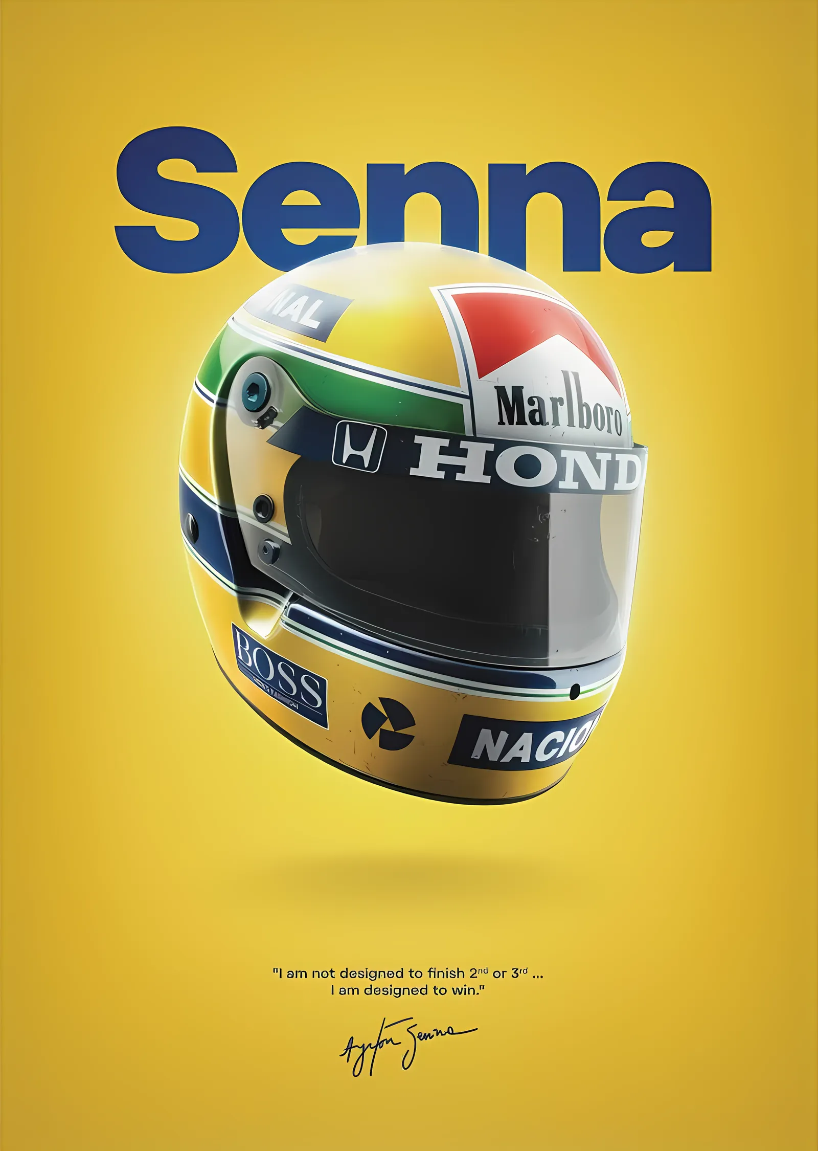 McLaren MP4/4 · 1988 Ayrton Senna Kaskı San Marino GP metal tablo