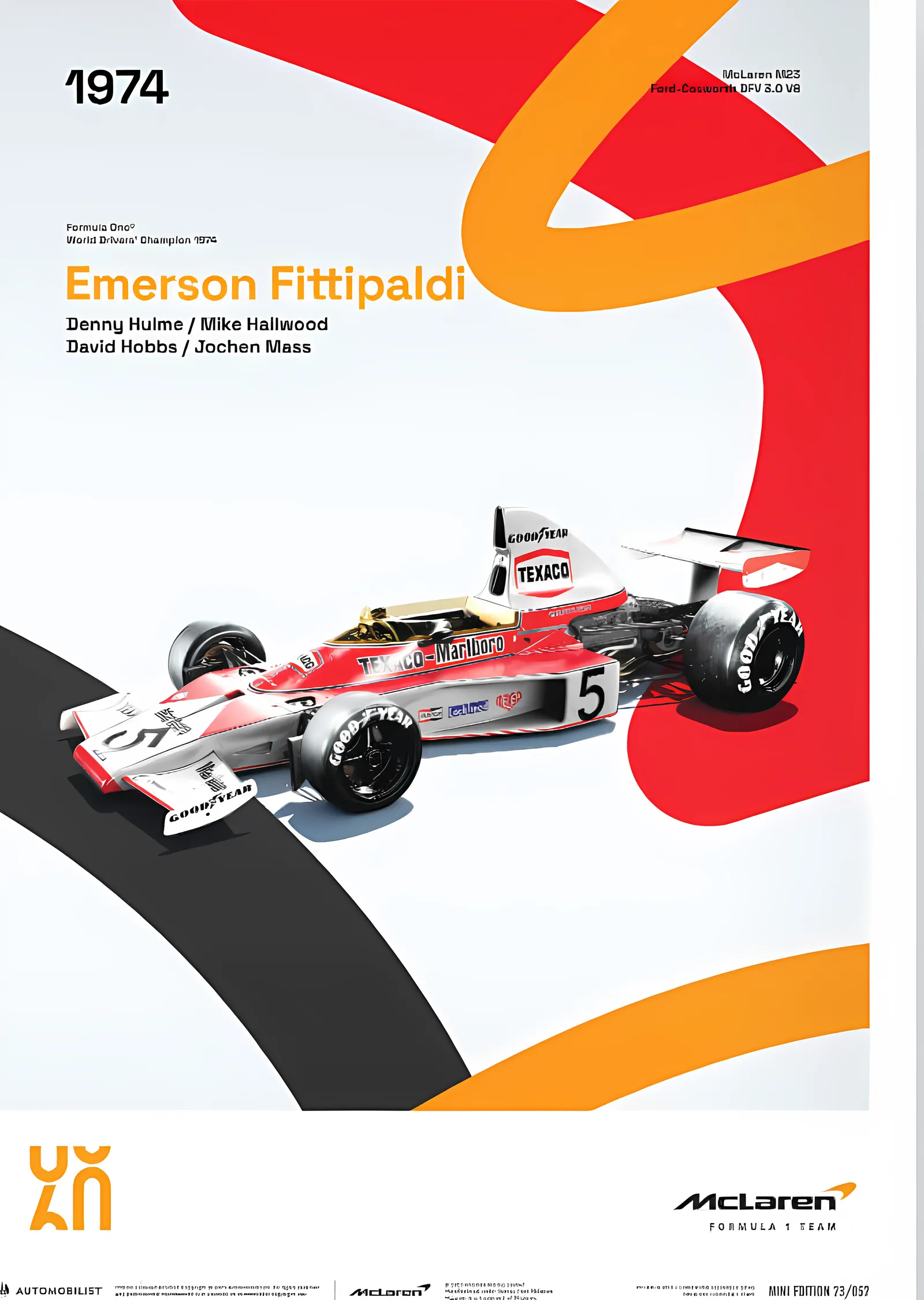 McLaren Racing M23 · 1974 60. Yıl metal tablo