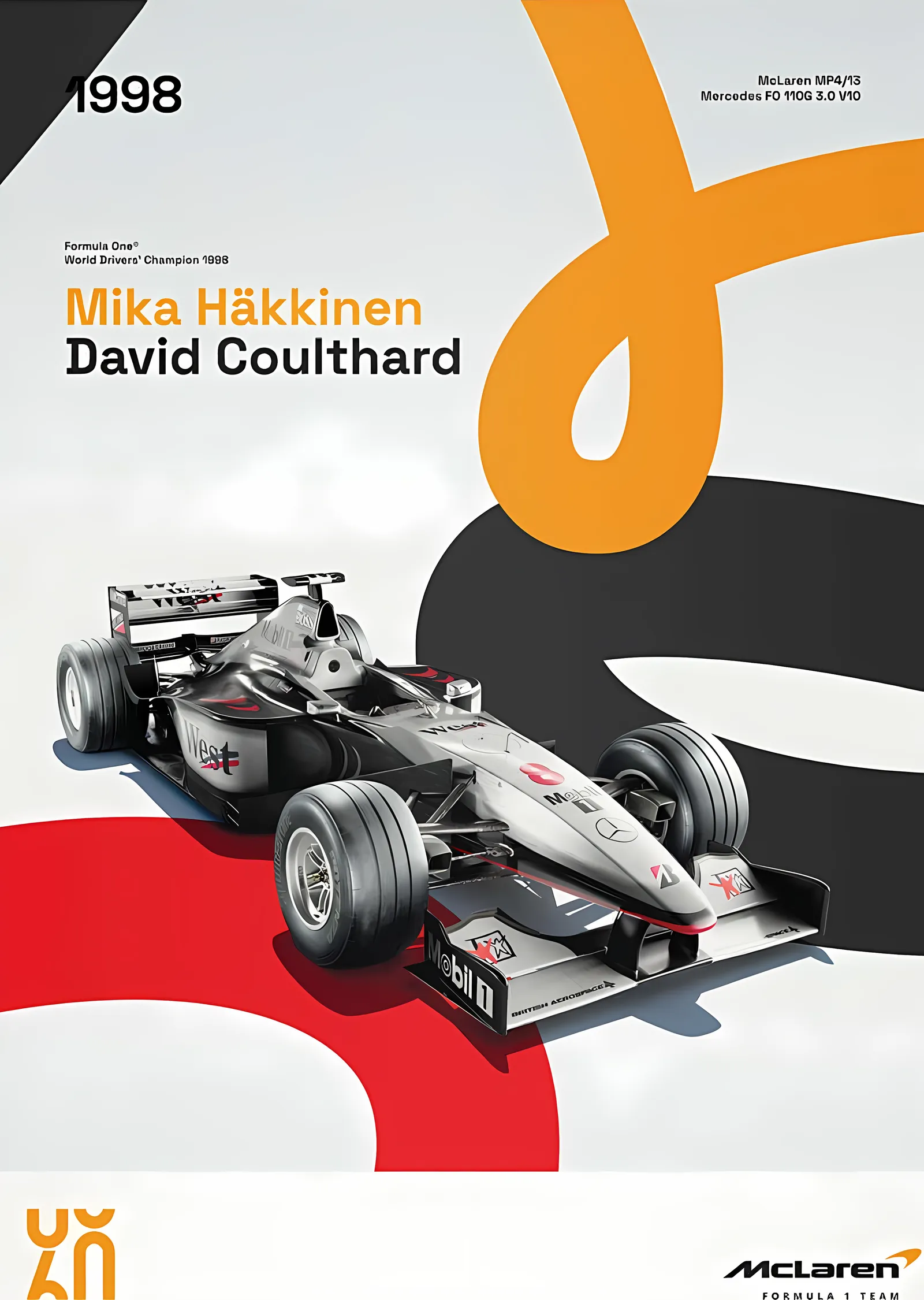McLaren Racing MP4/13 · 1998 60. Yıl metal tablo