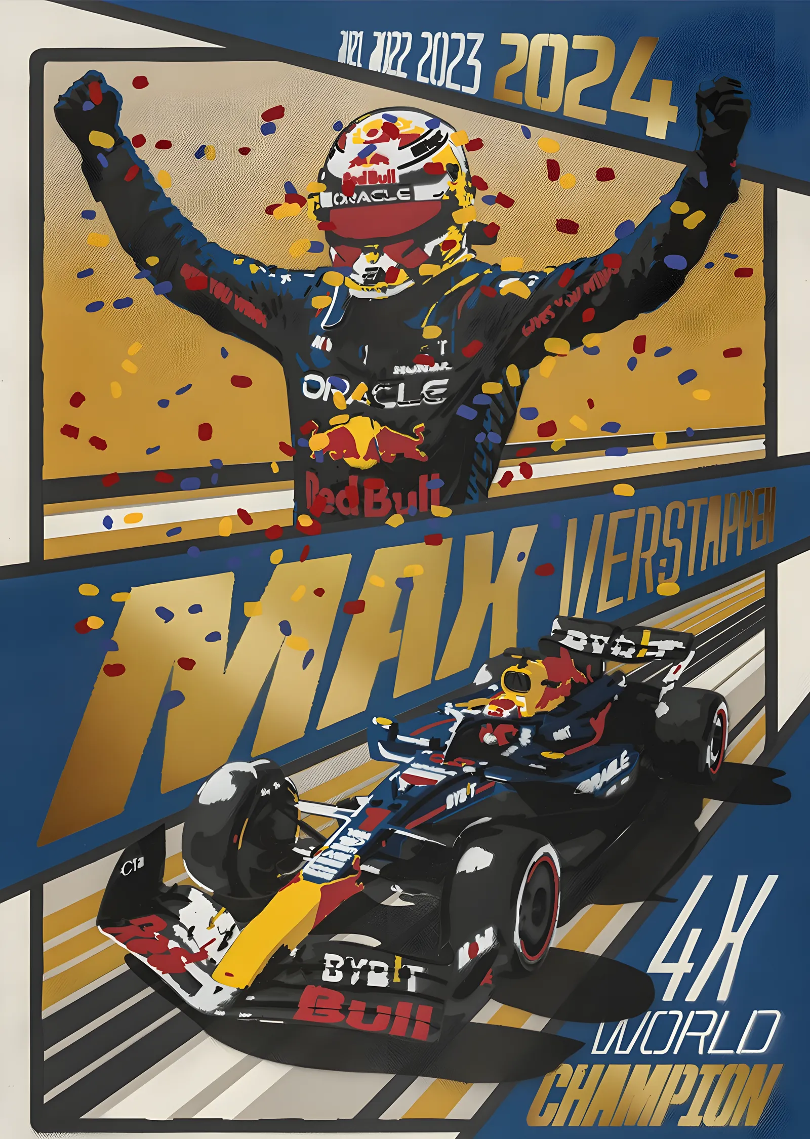 Red Bull Racing · Max Verstappen · 2024 F1 Dünya Şampiyonu metal tablo